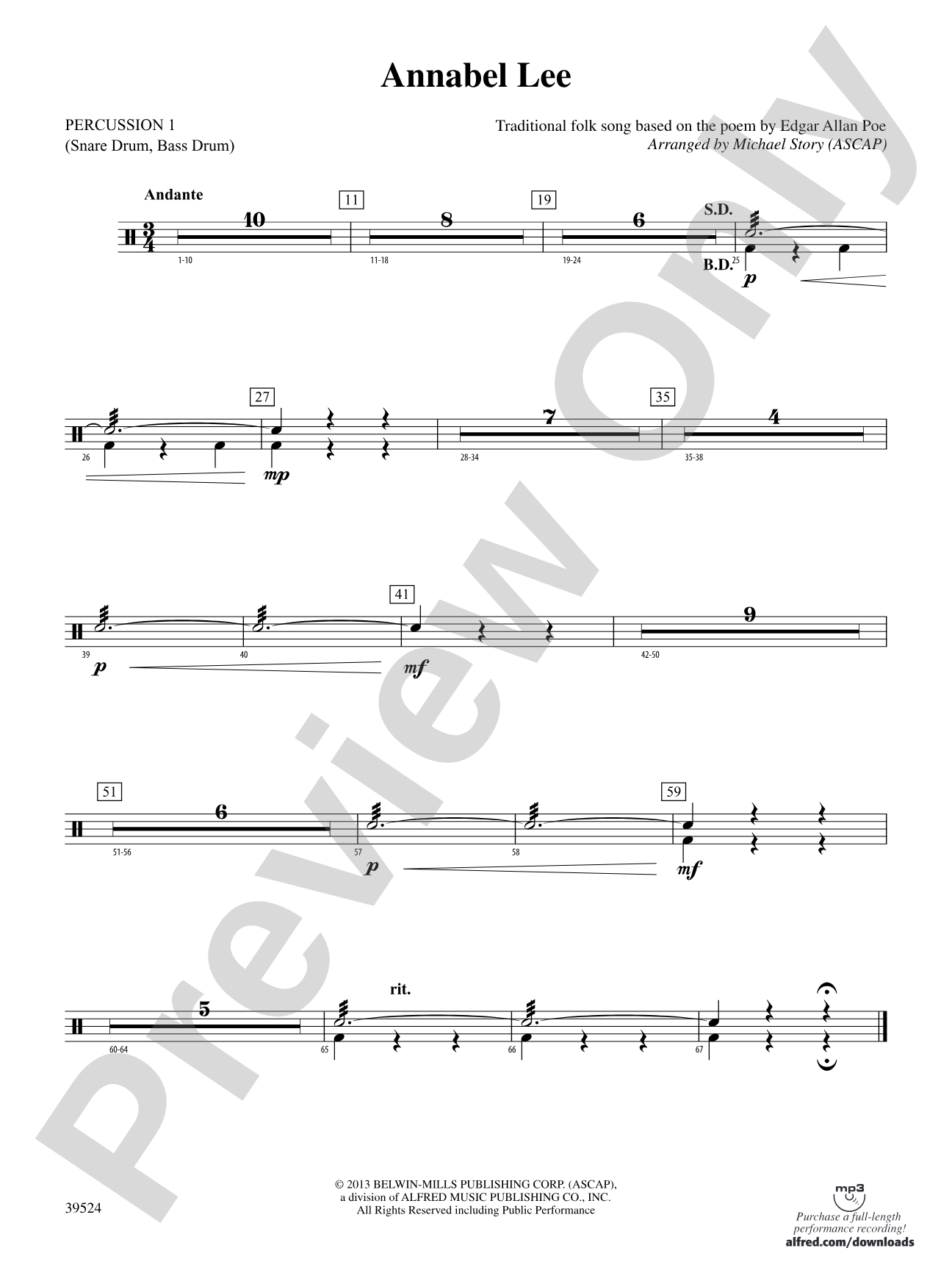 Annabel Lee: 1st Percussion