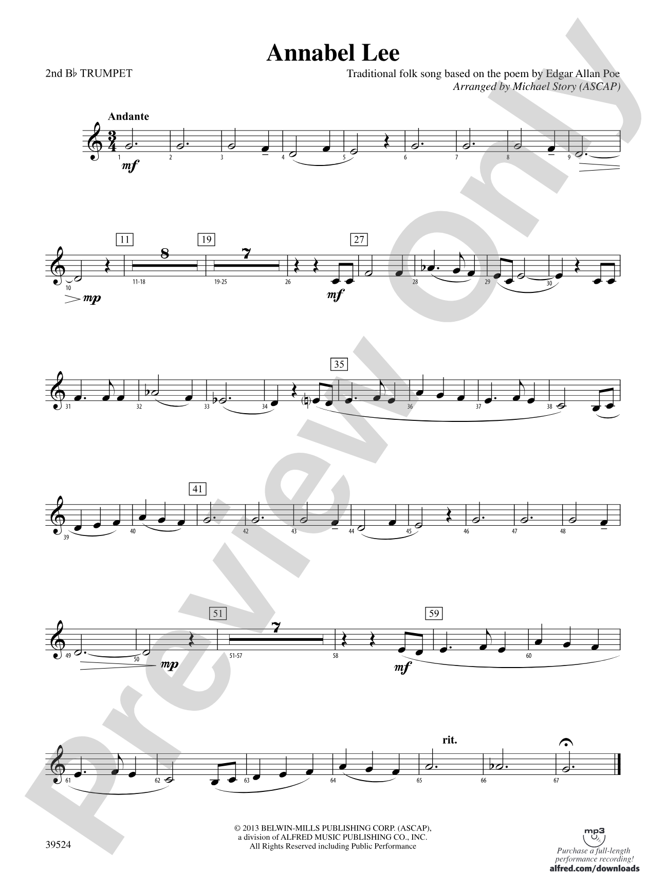 Annabel Lee: 2nd B-flat Trumpet