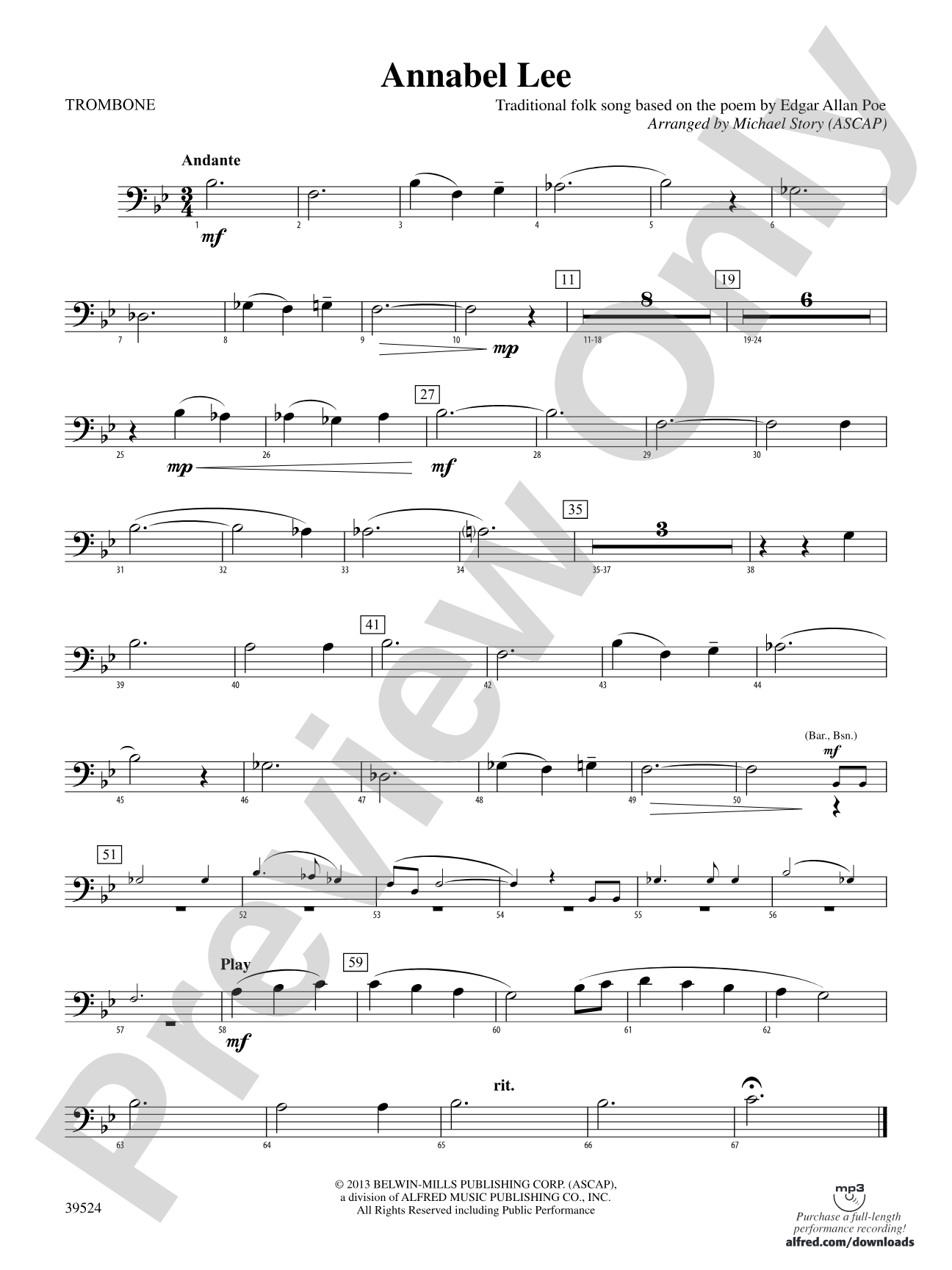 Annabel Lee: 1st Trombone