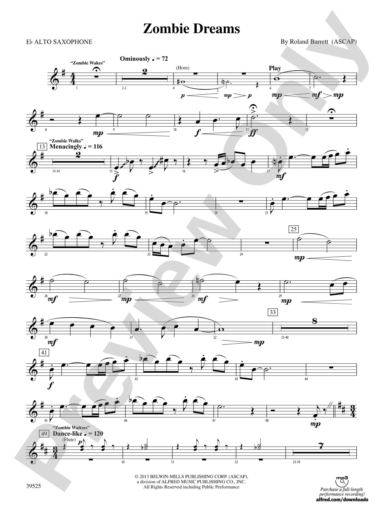 Zombie Dreams: E-flat Alto Saxophone