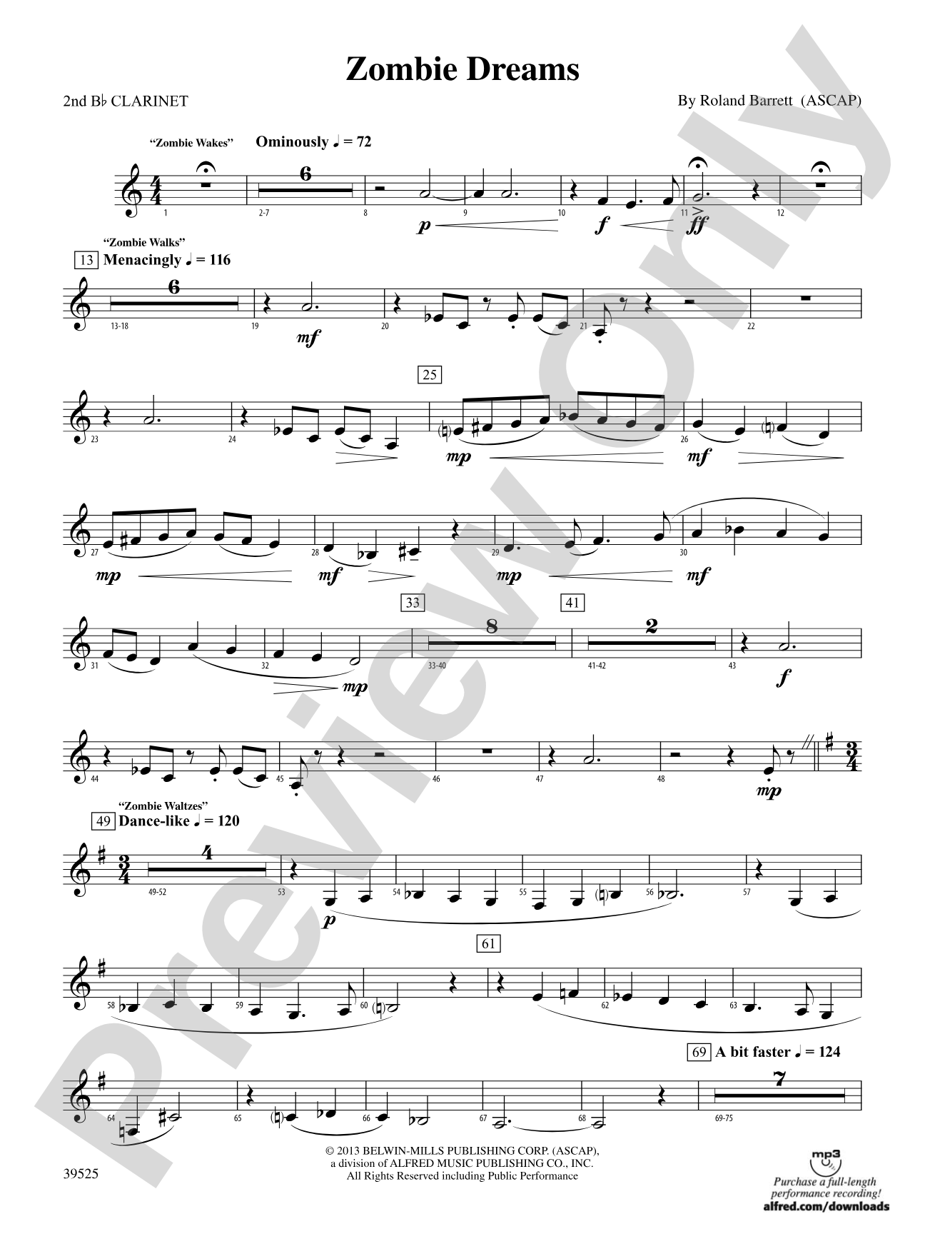 Zombie Dreams: 2nd B-flat Clarinet