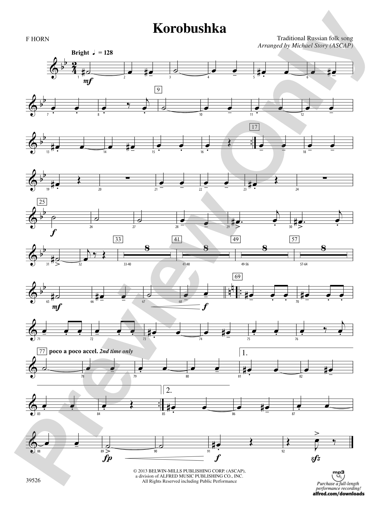 Korobushka: 1st F Horn