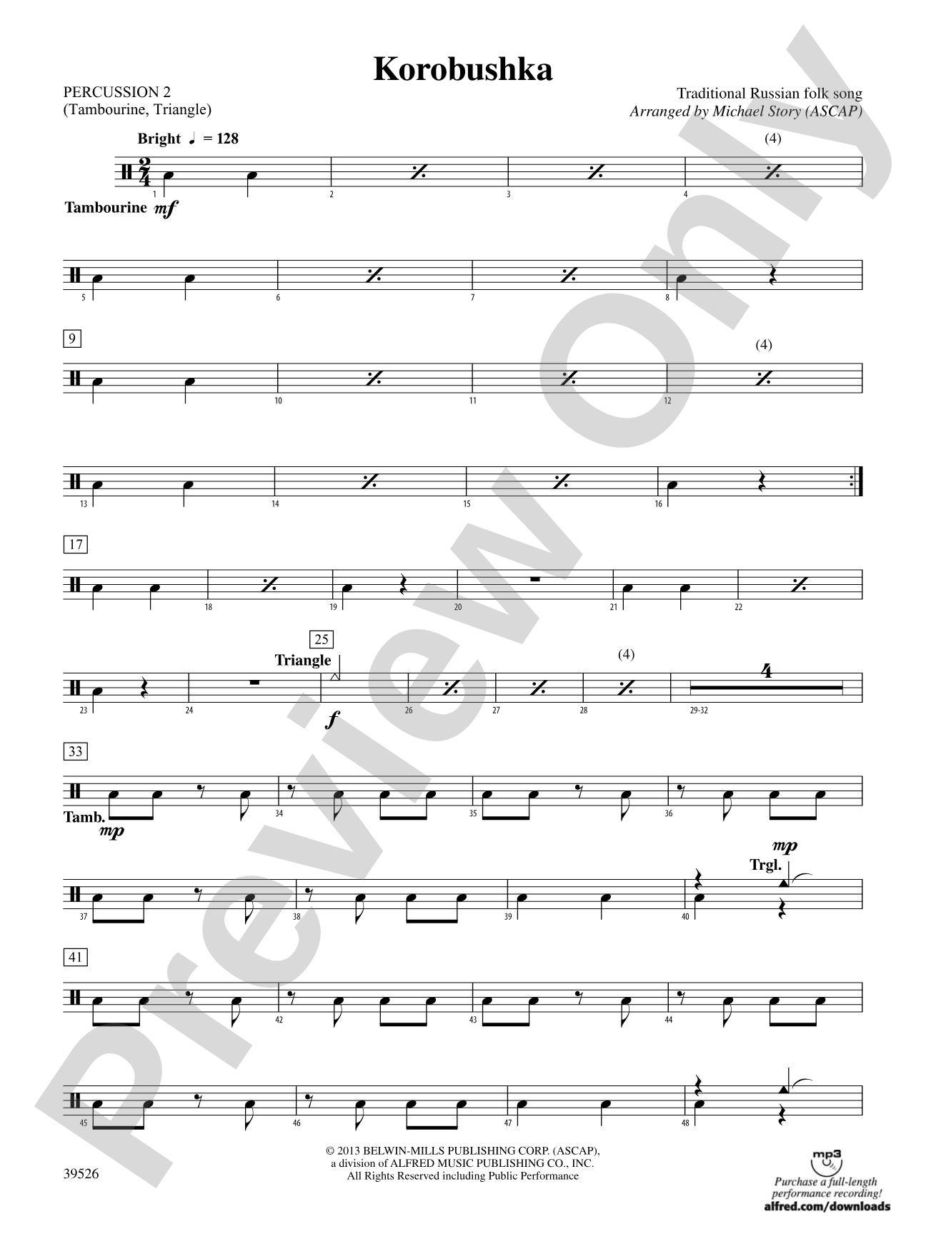 Korobushka: 2nd Percussion