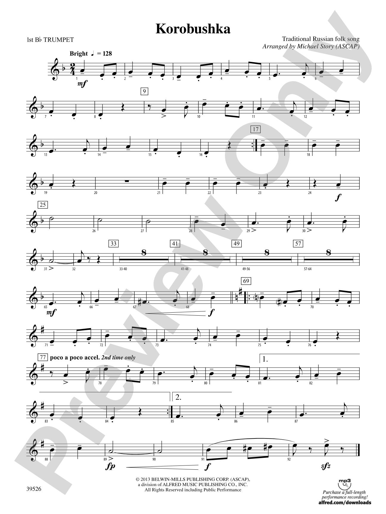Korobushka: 1st B-flat Trumpet
