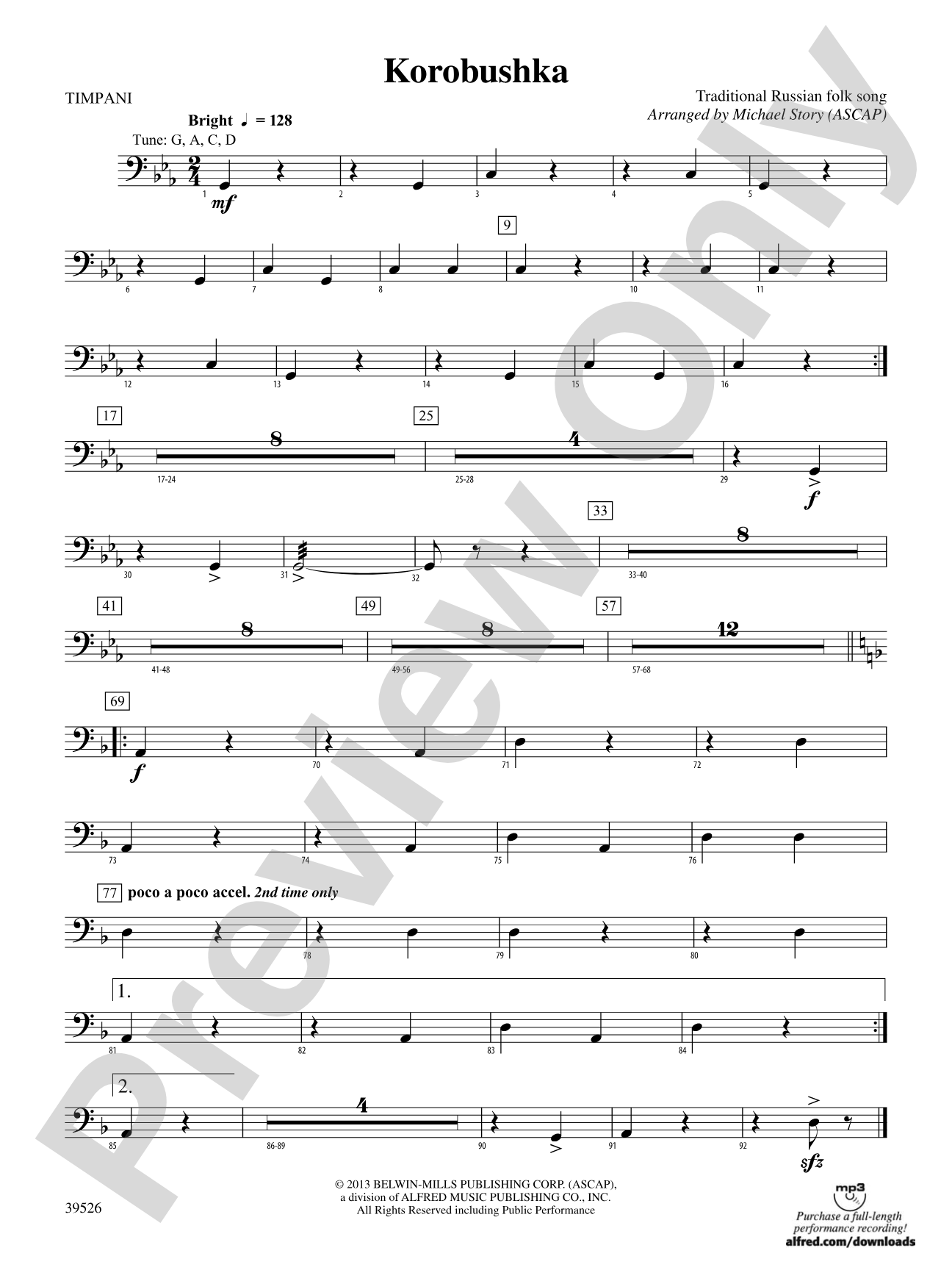 Korobushka: Timpani