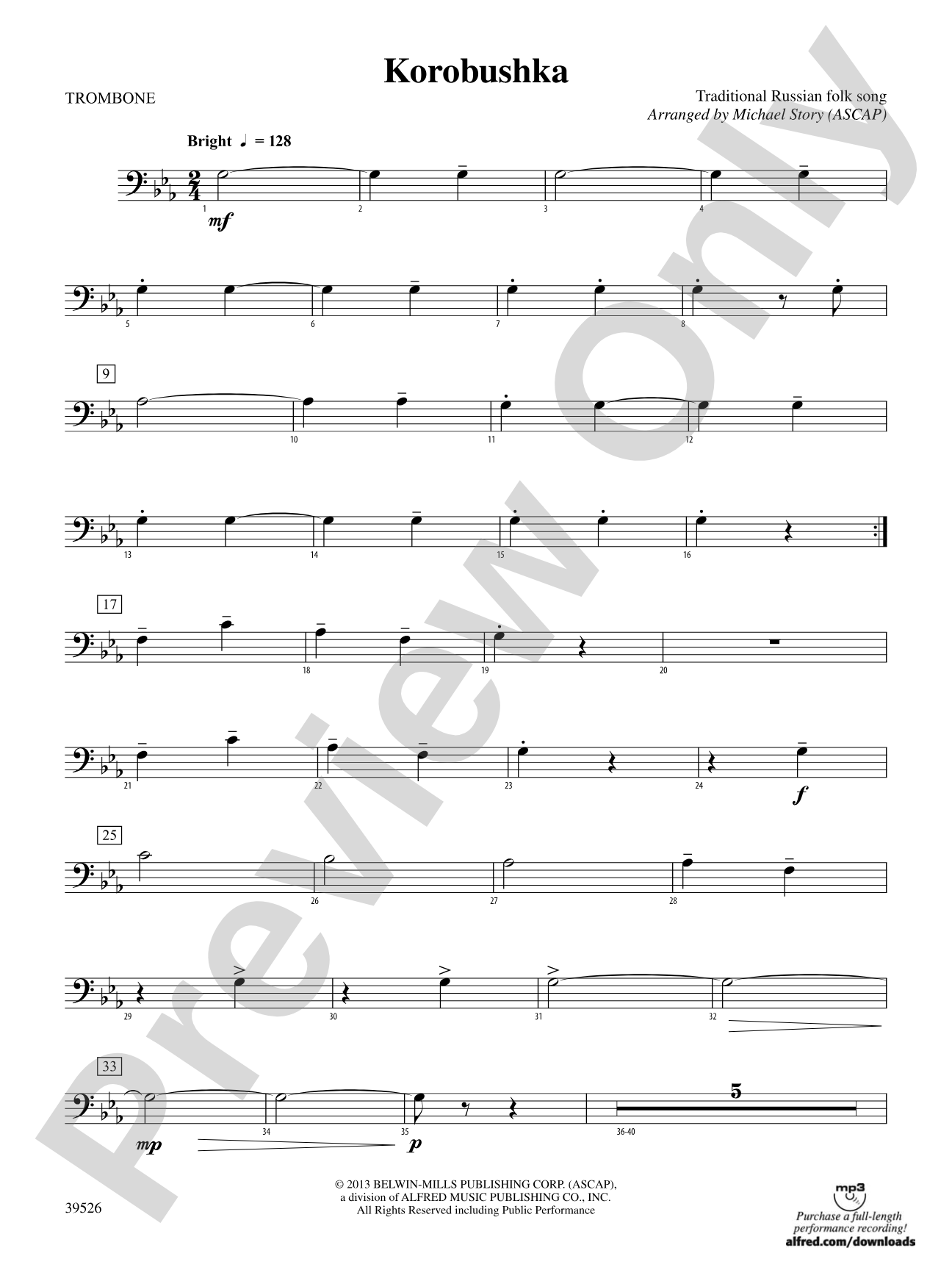 Korobushka: 1st Trombone