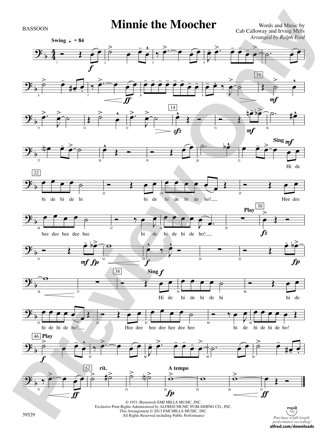 Minnie the Moocher: Bassoon