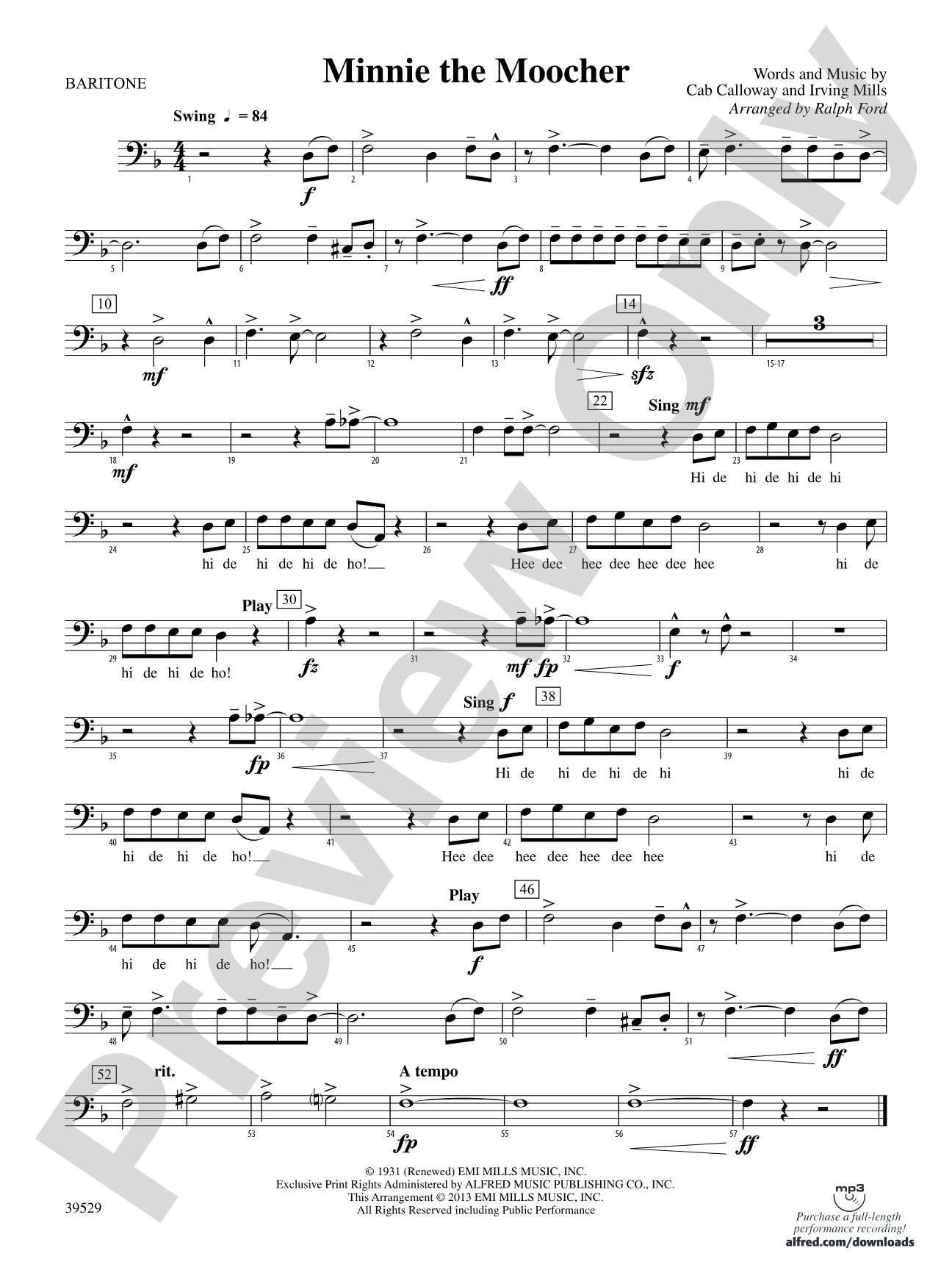 Minnie the Moocher: Baritone B.C.