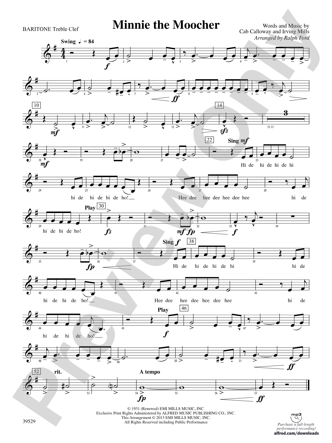 Minnie the Moocher: Baritone T.C.
