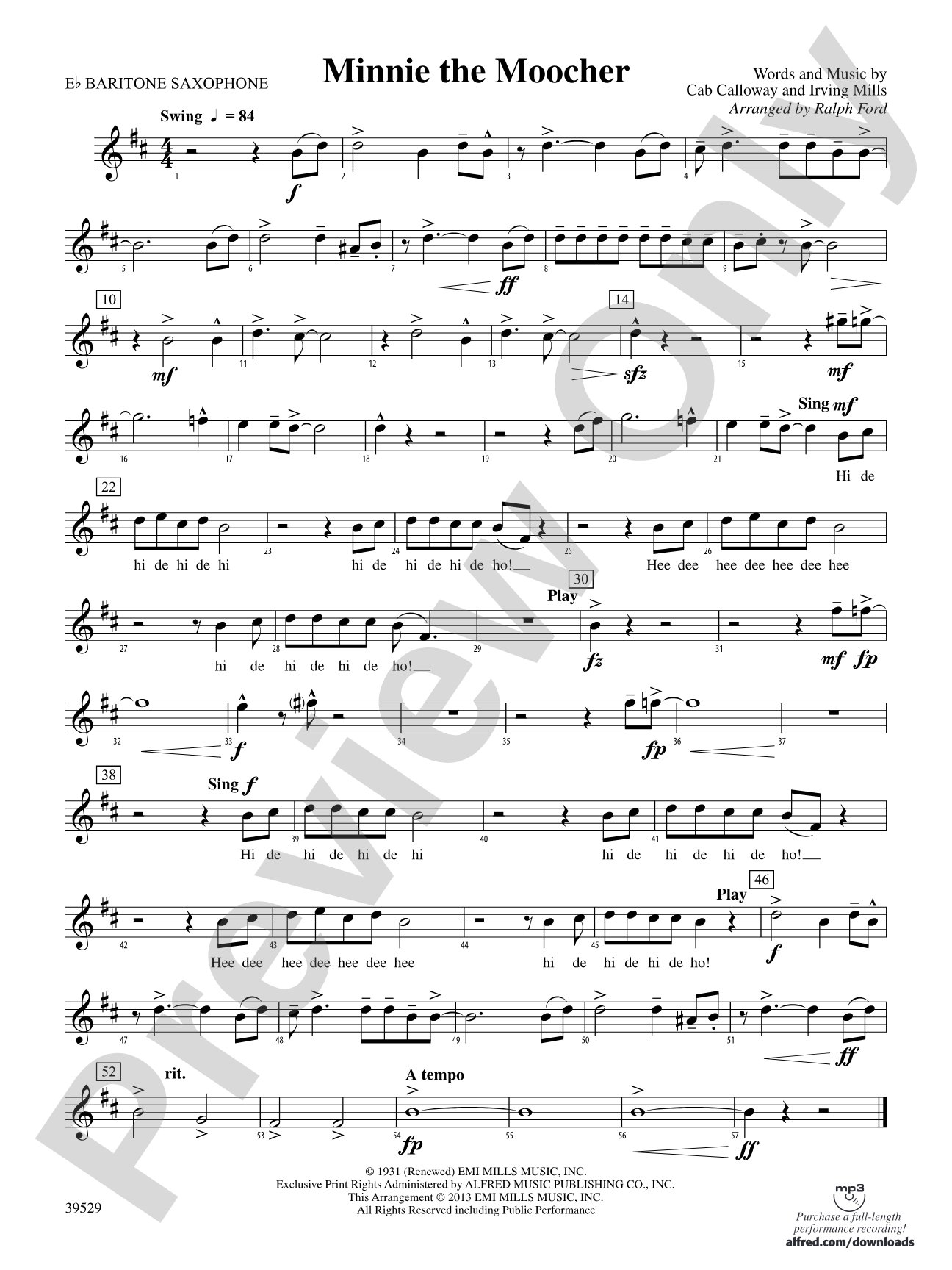 Minnie the Moocher: E-flat Baritone Saxophone
