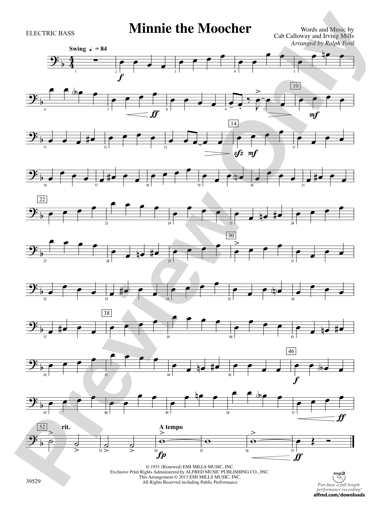 Minnie the Moocher: Electric Bass