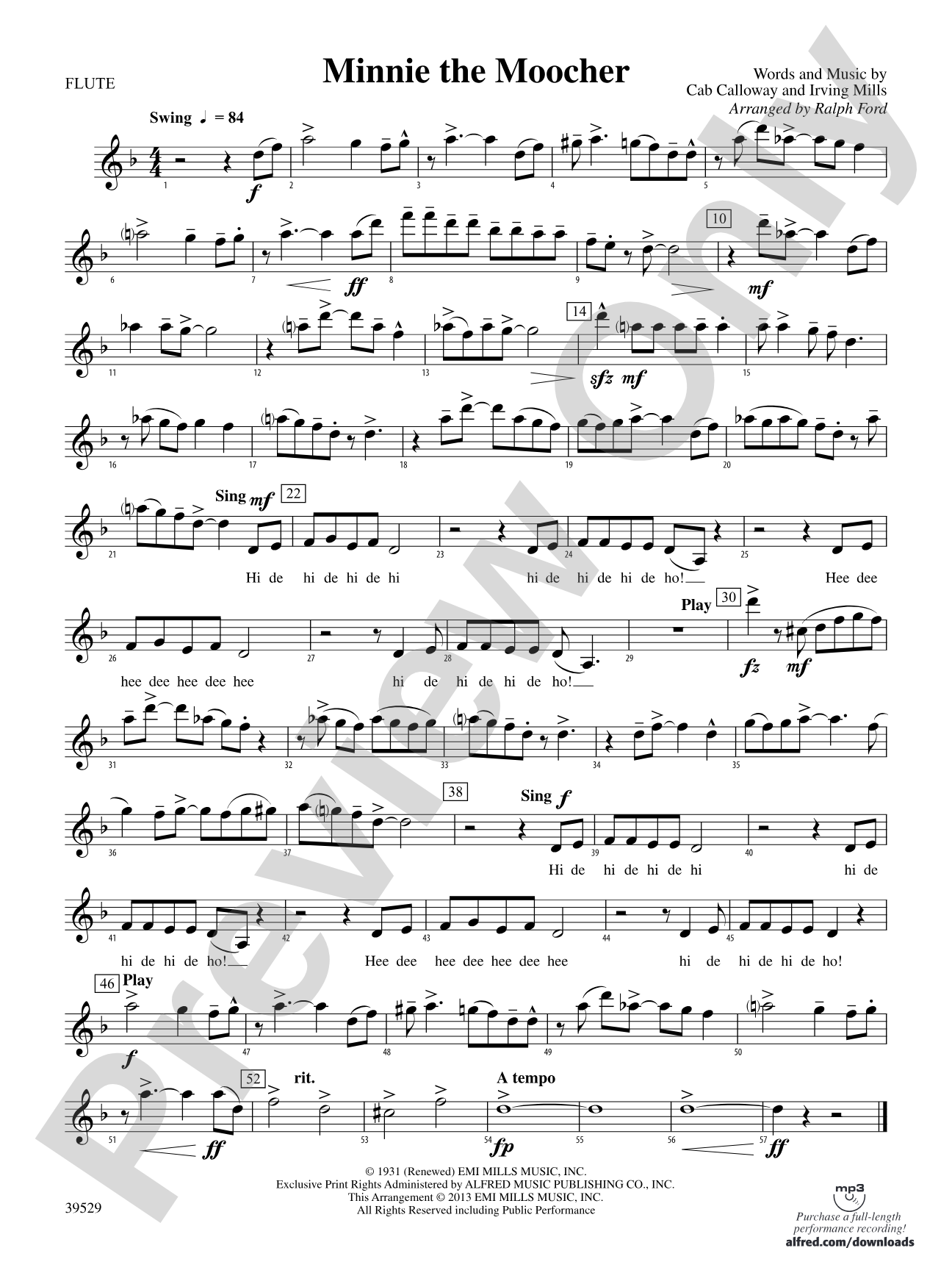 Minnie the Moocher: Flute