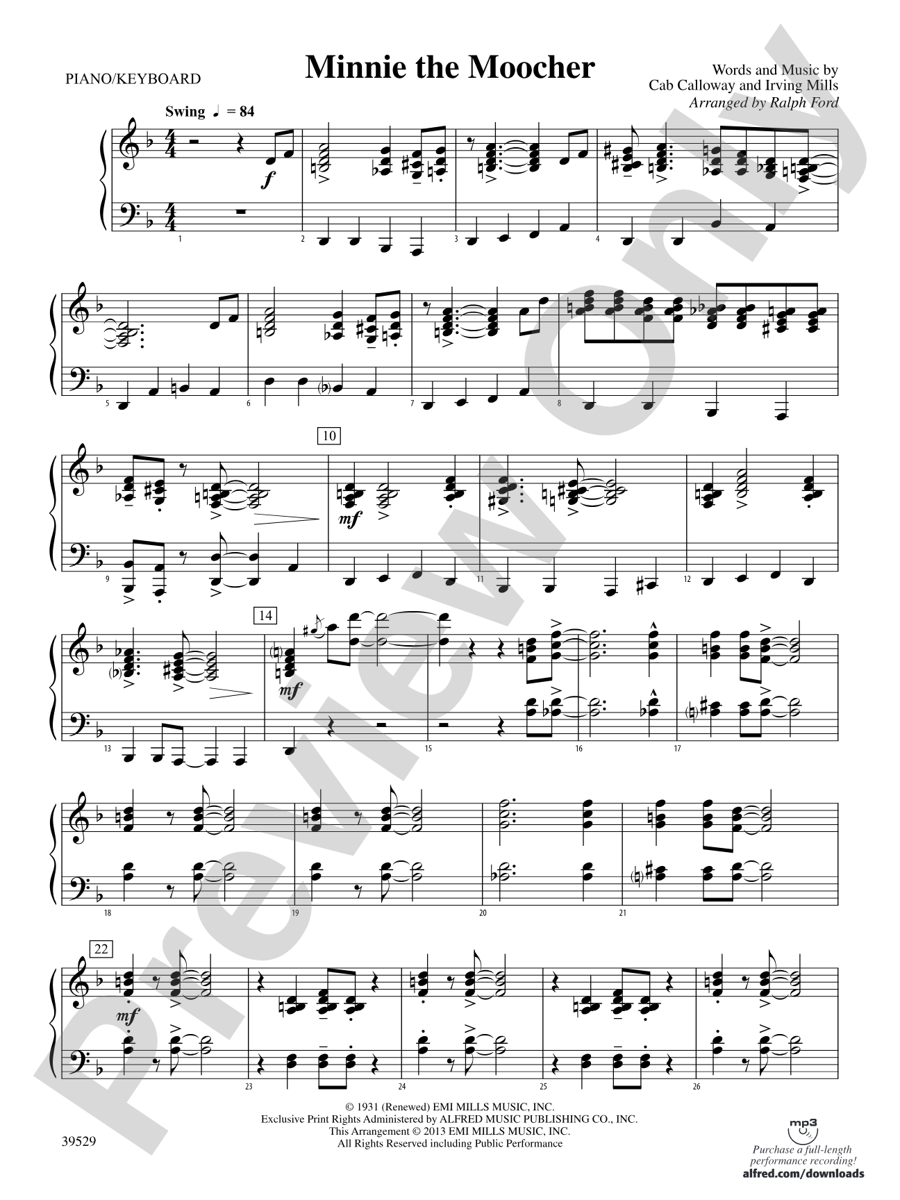Minnie the Moocher: Piano Accompaniment