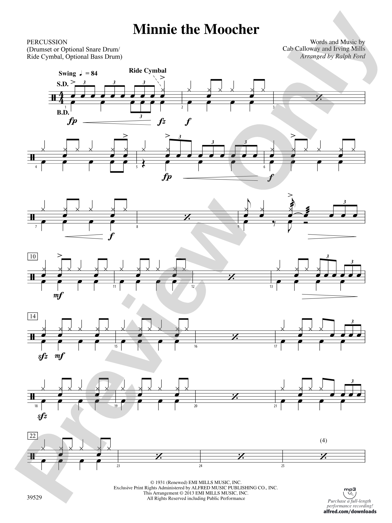 Minnie the Moocher: 1st Percussion
