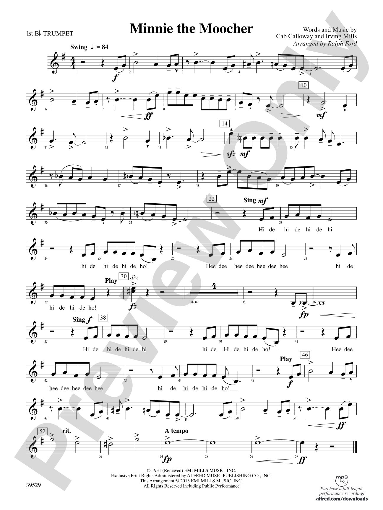 Minnie the Moocher: 1st B-flat Trumpet