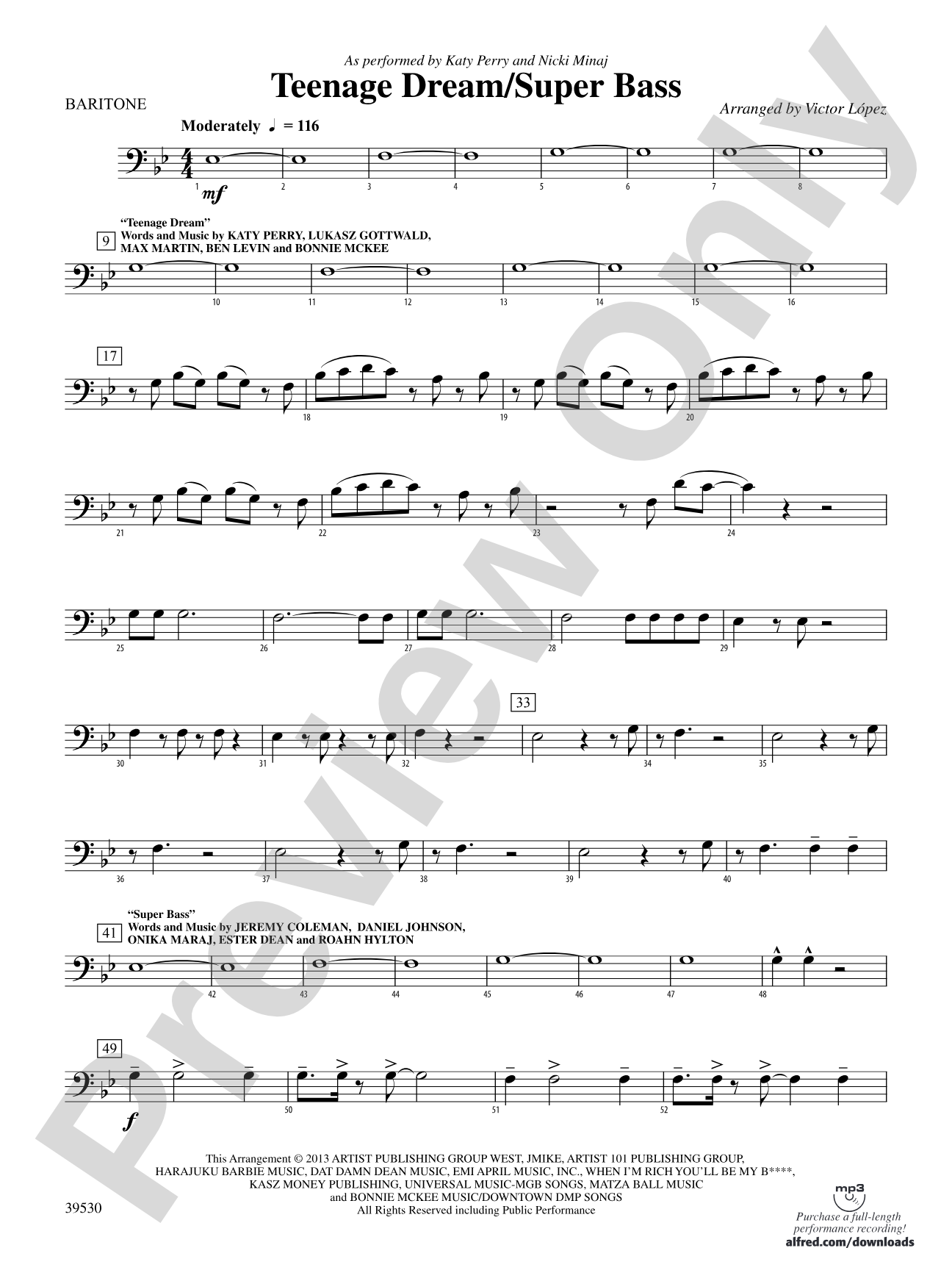 Teenage Dream / Super Bass: Baritone B.C.