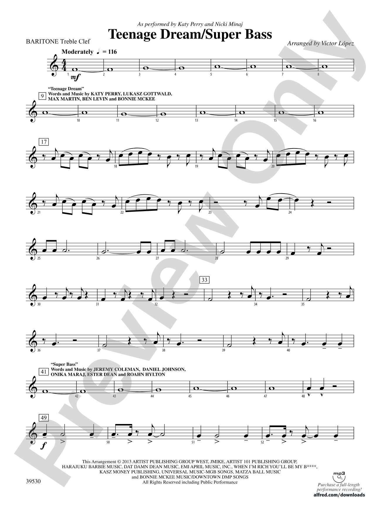 Teenage Dream / Super Bass: Baritone T.C.