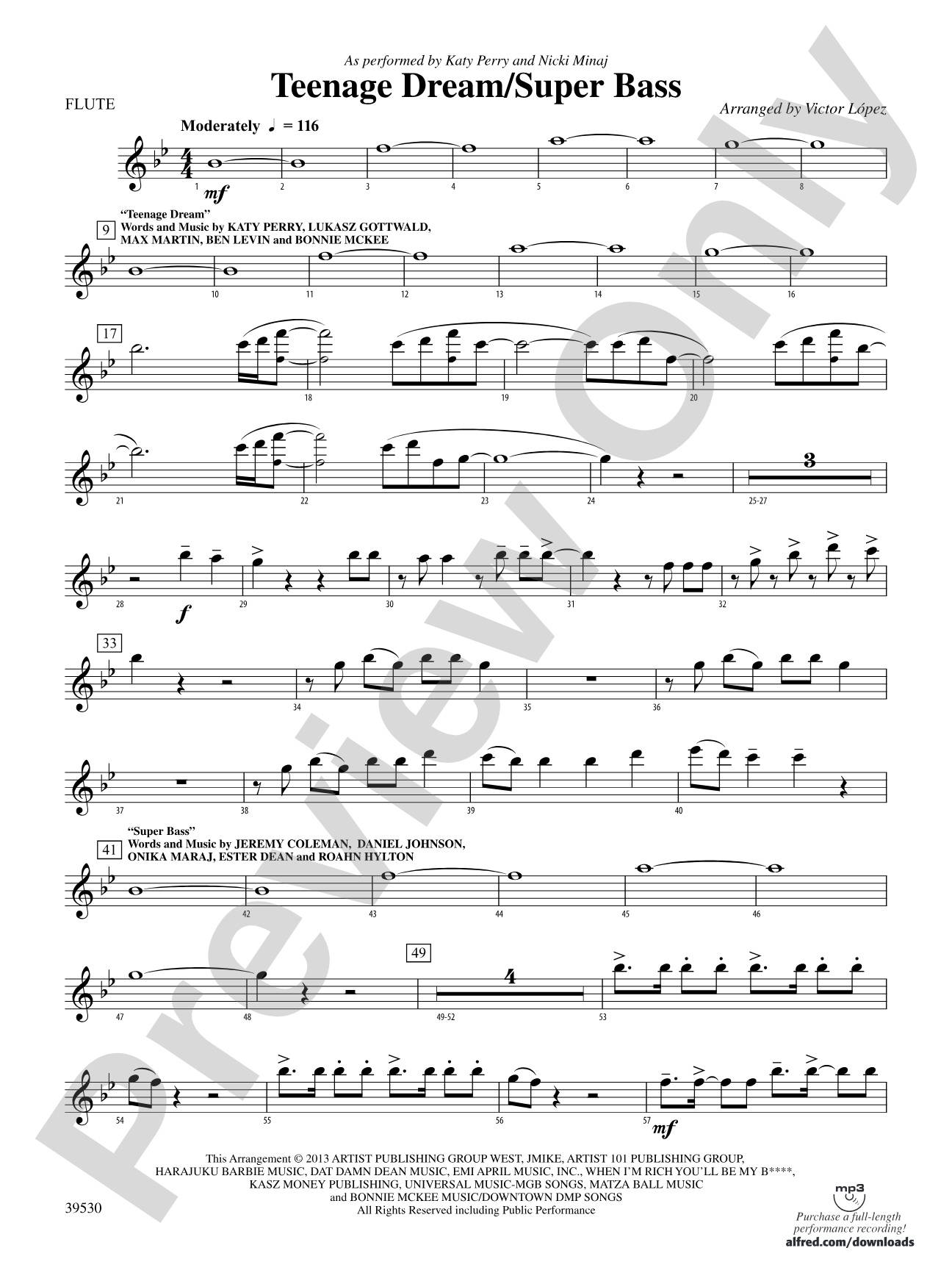 Teenage Dream / Super Bass: Flute