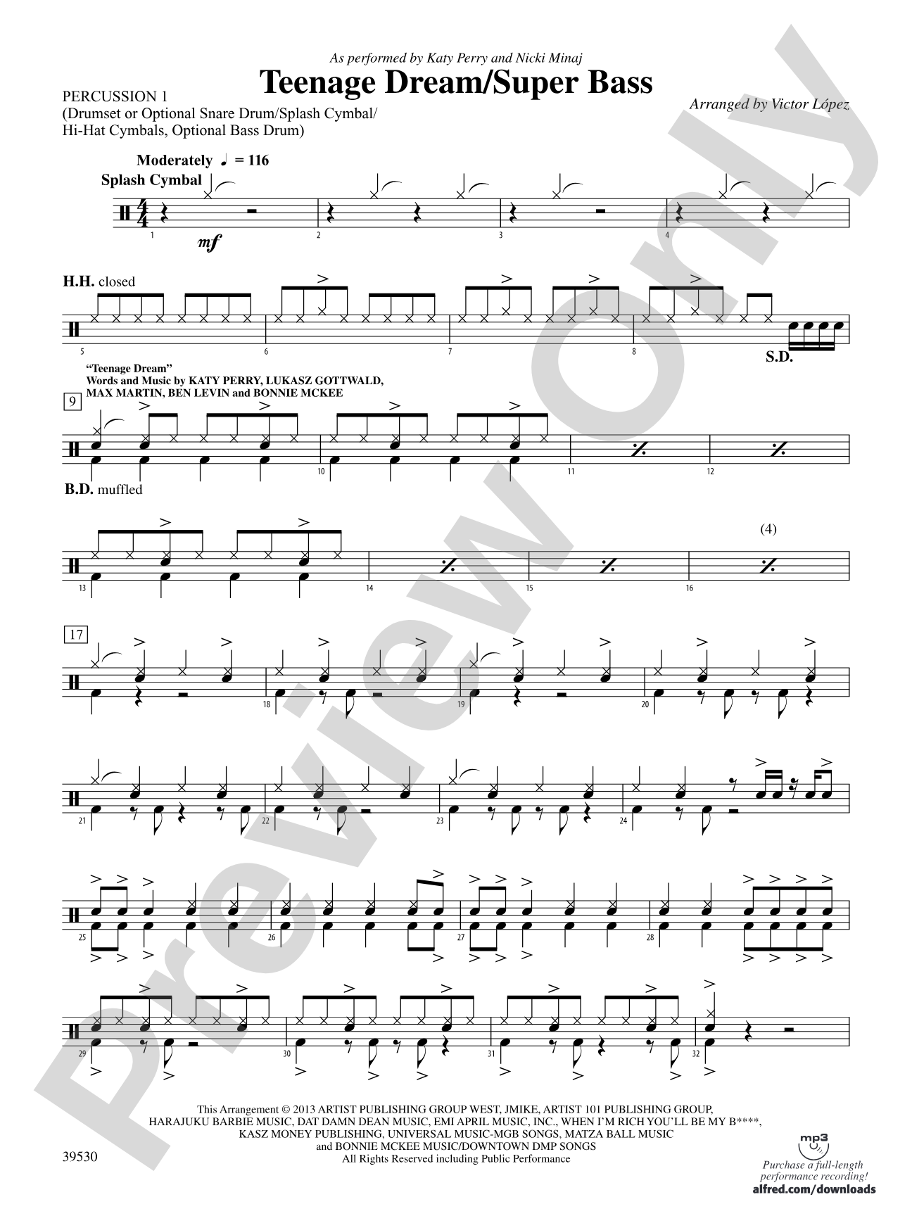 Teenage Dream / Super Bass: 1st Percussion