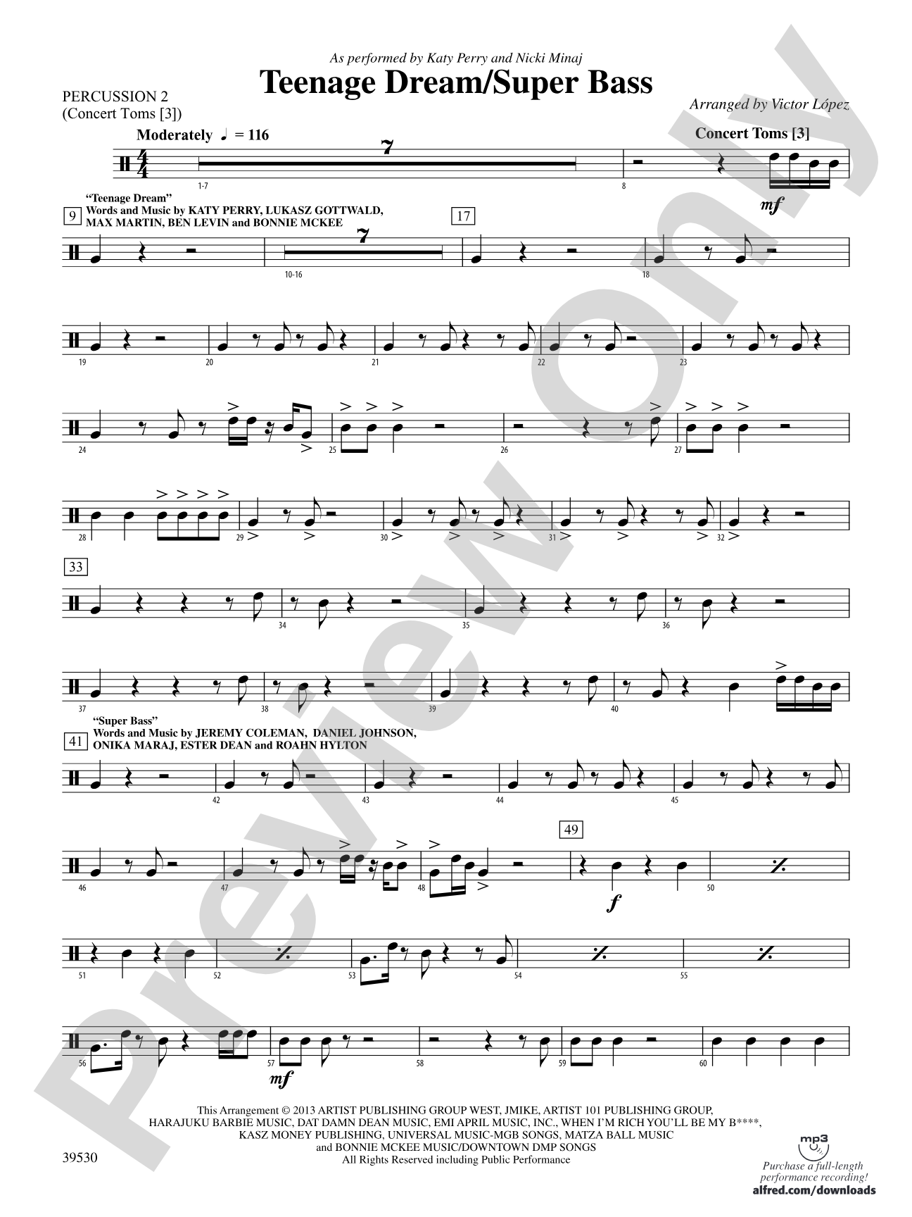 Teenage Dream / Super Bass: 2nd Percussion