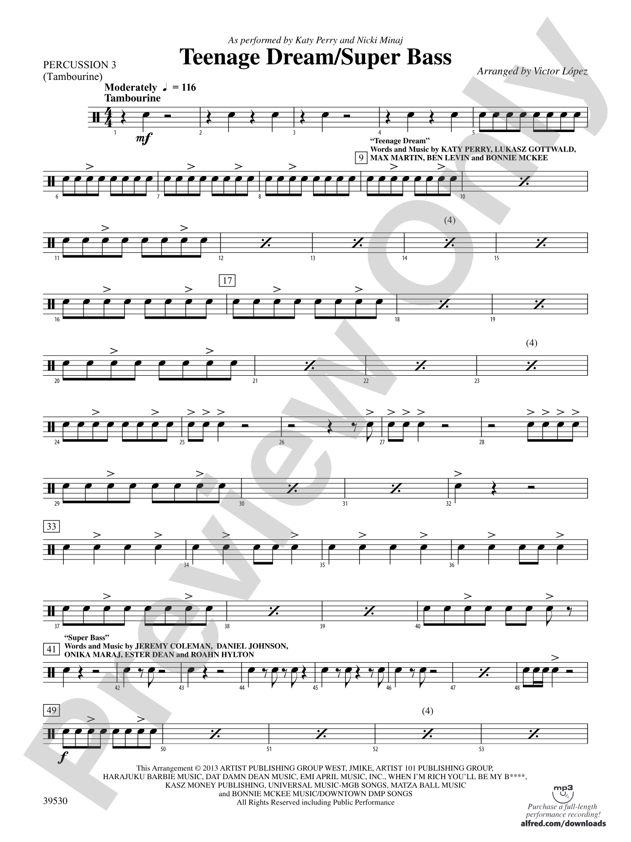 Teenage Dream / Super Bass: 3rd Percussion