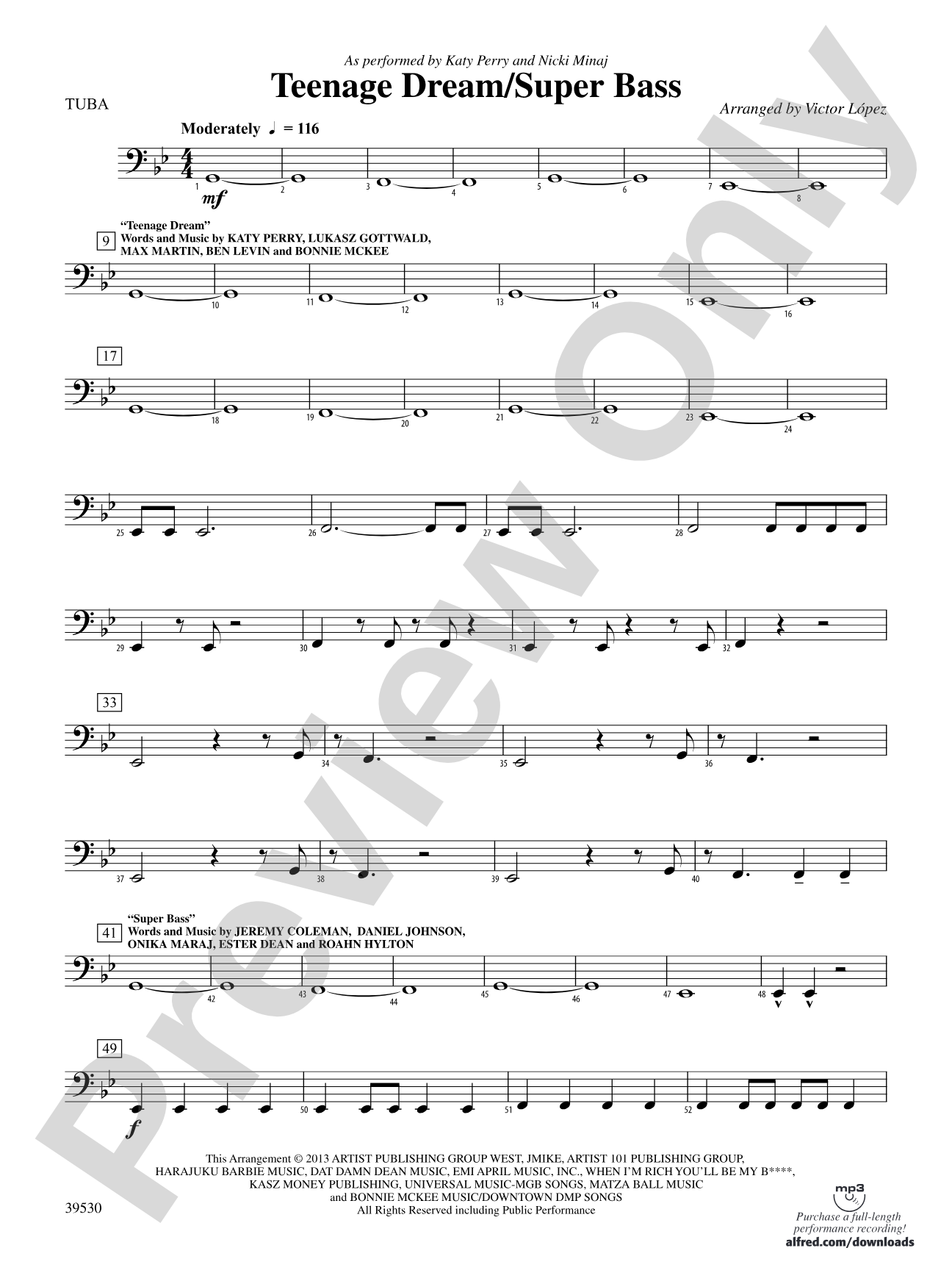 Teenage Dream / Super Bass: Tuba