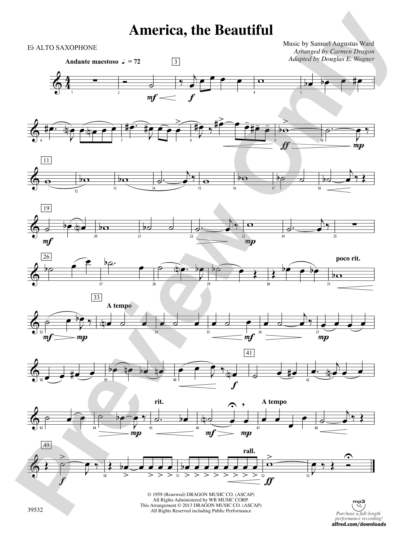 America, the Beautiful: E-flat Alto Saxophone
