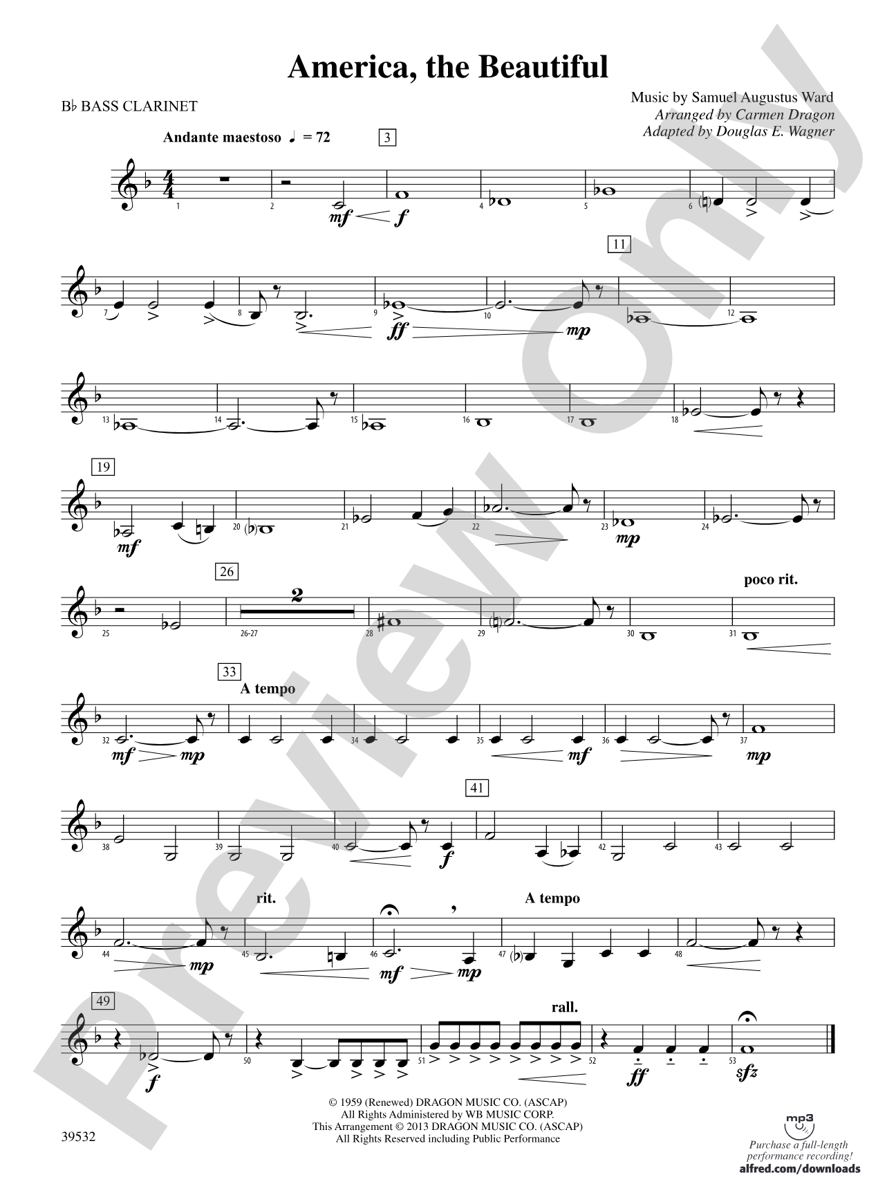 America, the Beautiful: B-flat Bass Clarinet