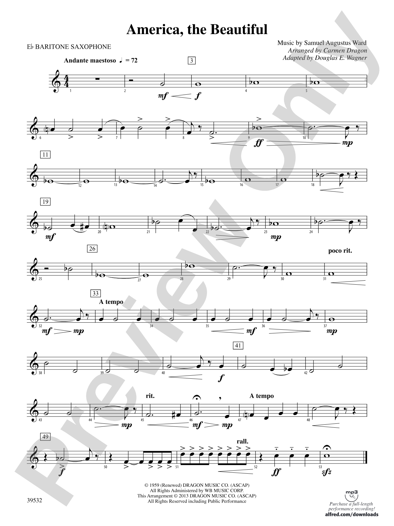 America, the Beautiful: E-flat Baritone Saxophone