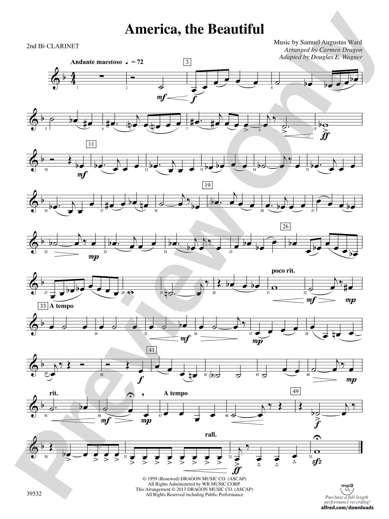 America, the Beautiful: 2nd B-flat Clarinet