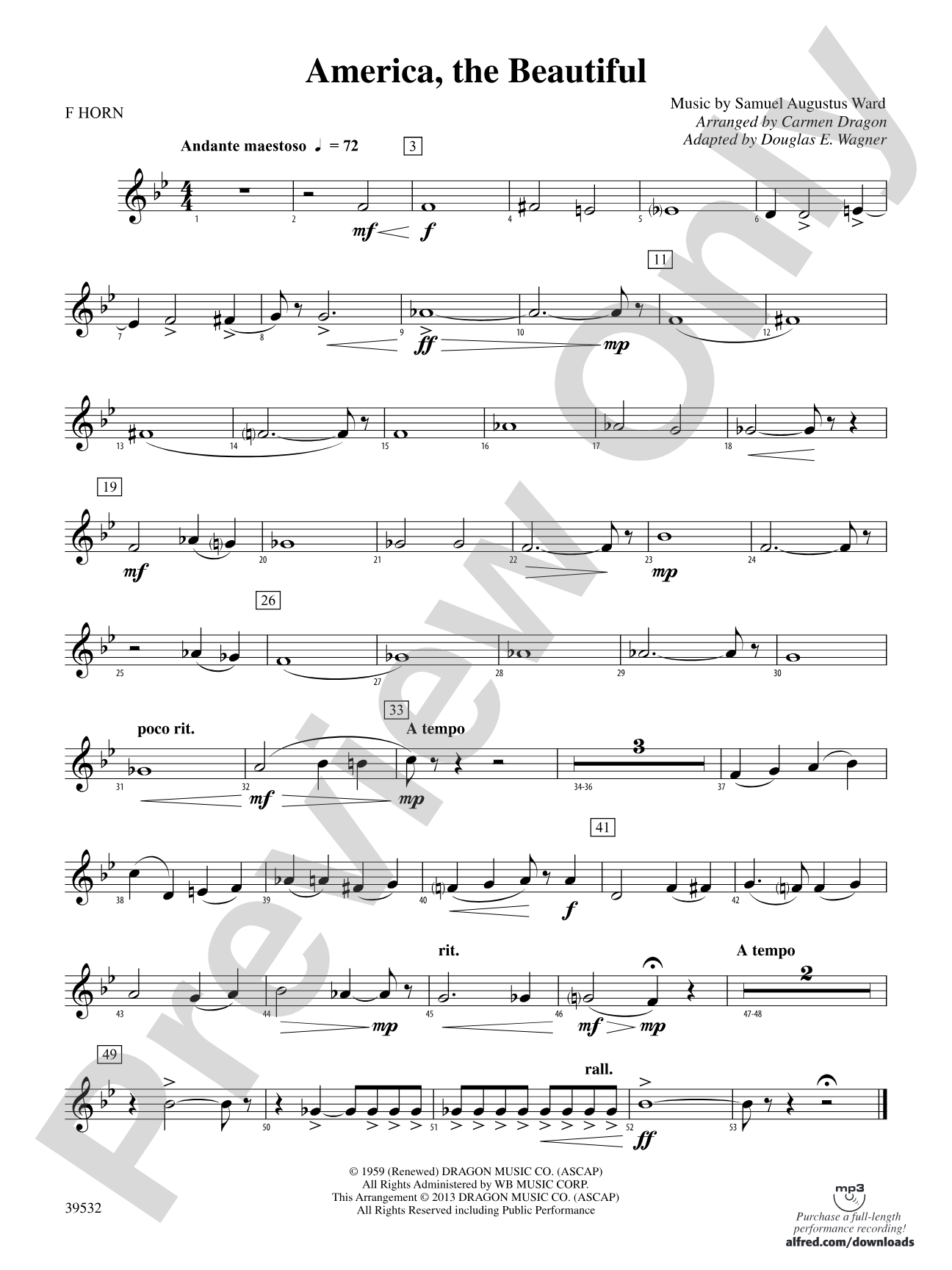 America, the Beautiful: 1st F Horn