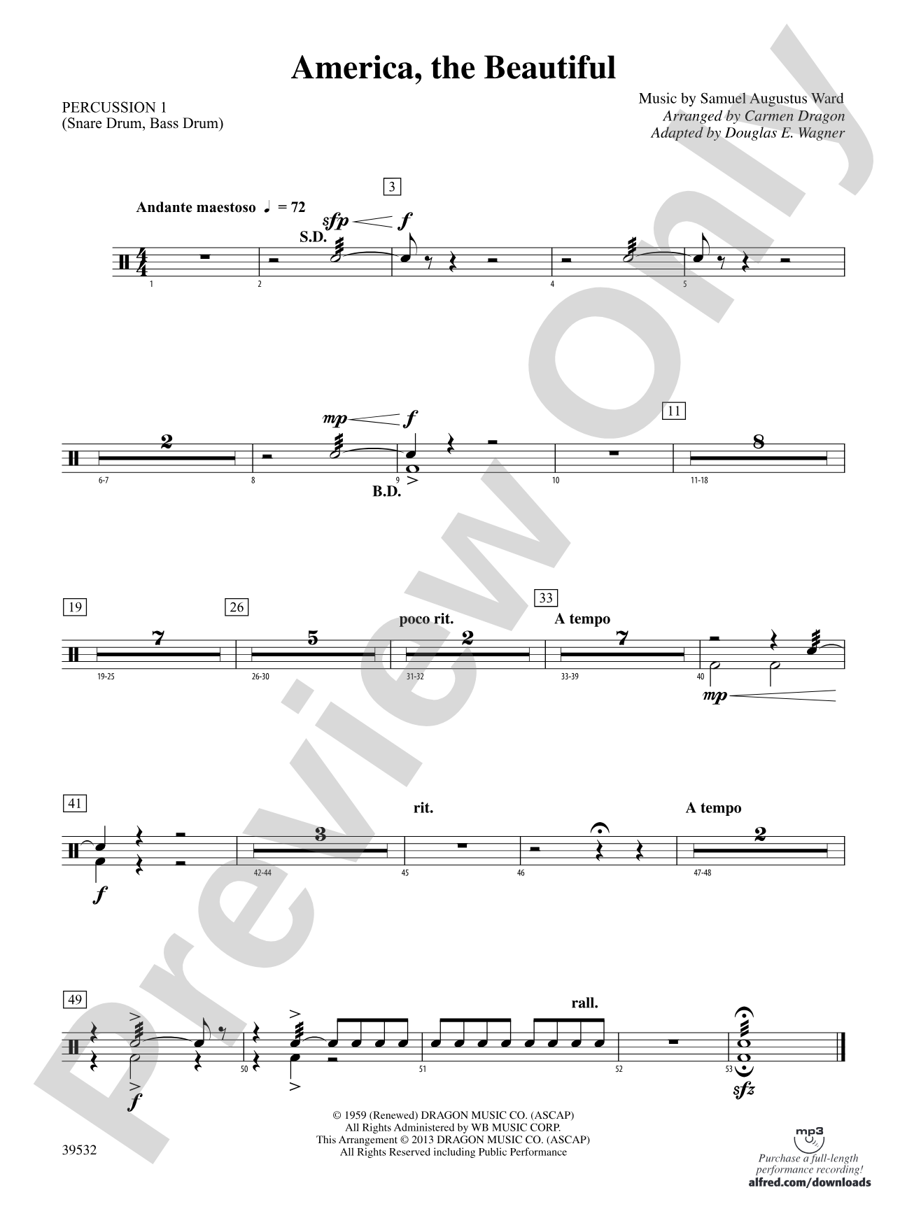 America, the Beautiful: 1st Percussion