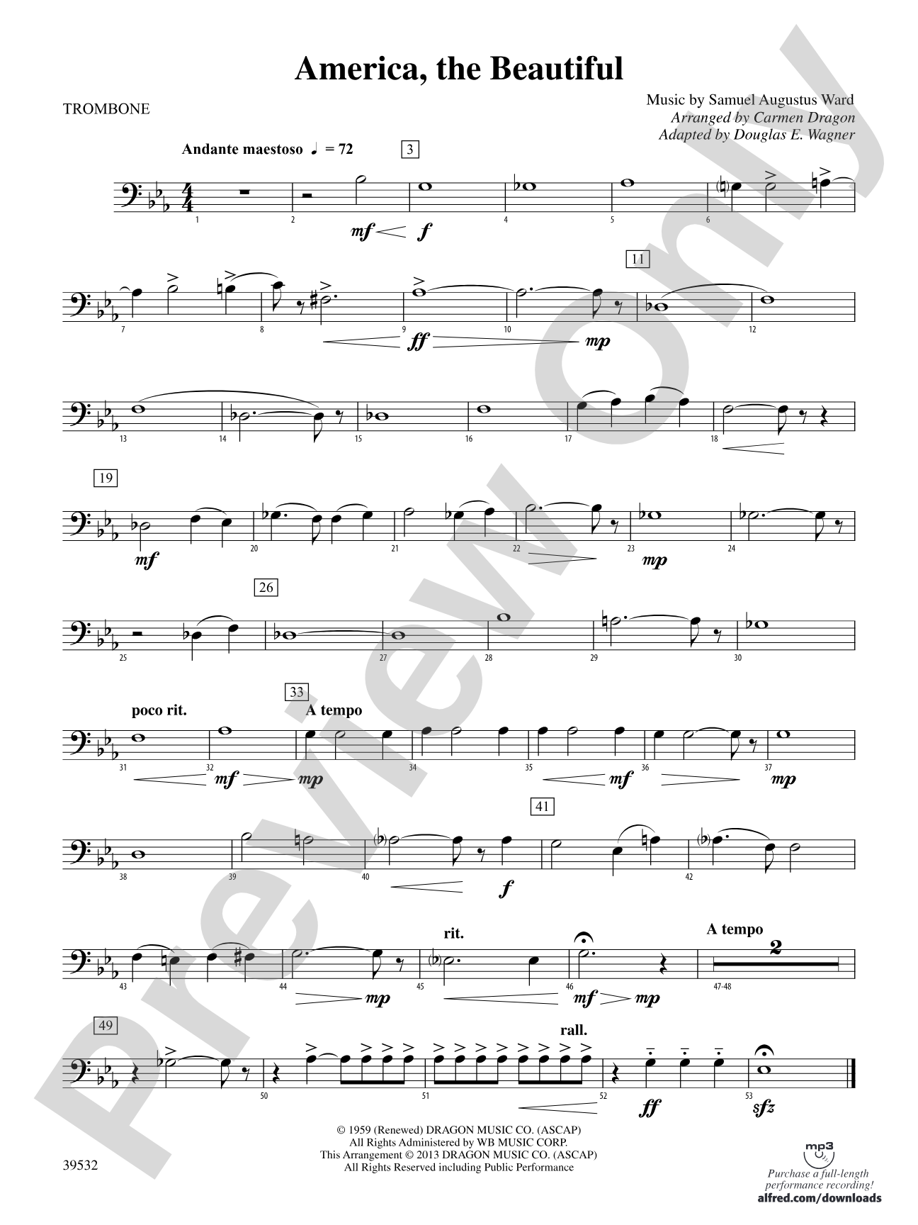 America, the Beautiful: 1st Trombone