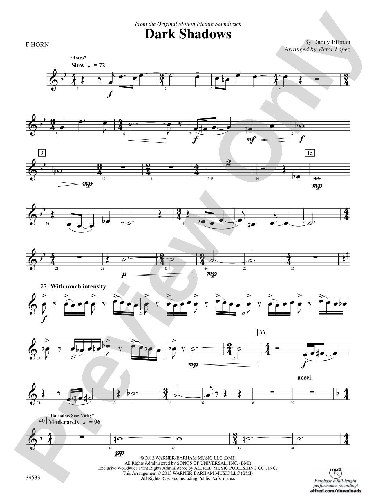 Dark Shadows (from the Original Motion Picture Soundtrack): 1st F Horn