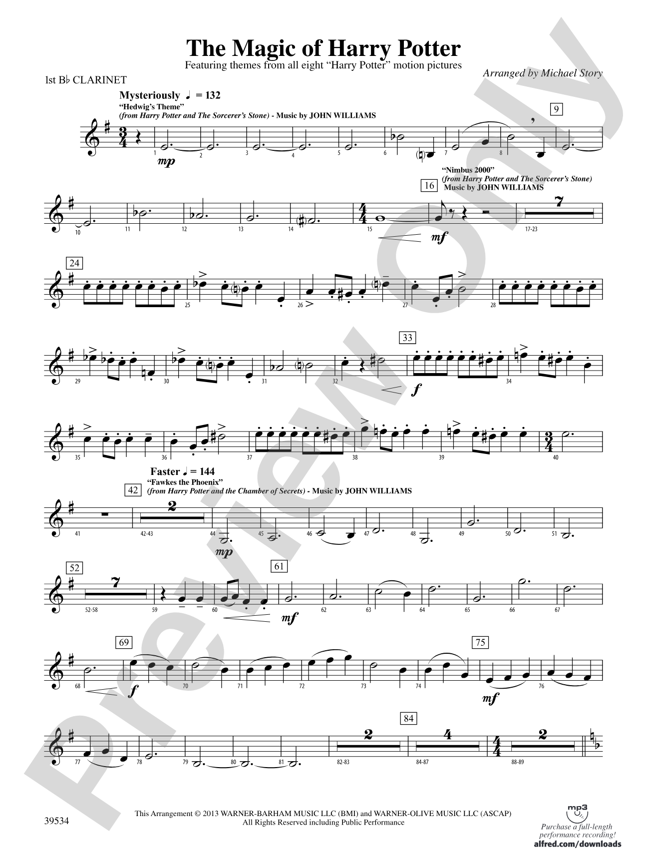 The Magic of Harry Potter: 1st B-flat Clarinet