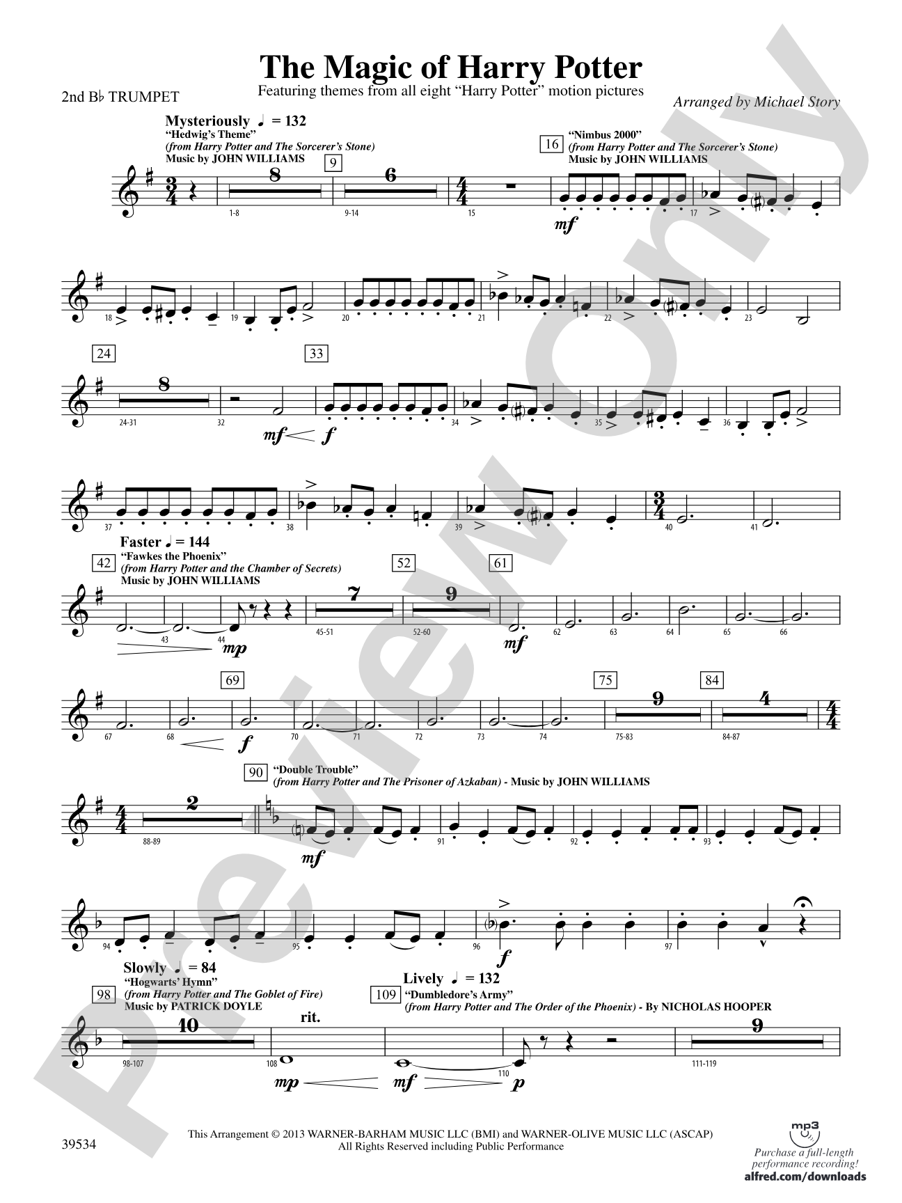 The Magic of Harry Potter: 2nd B-flat Trumpet