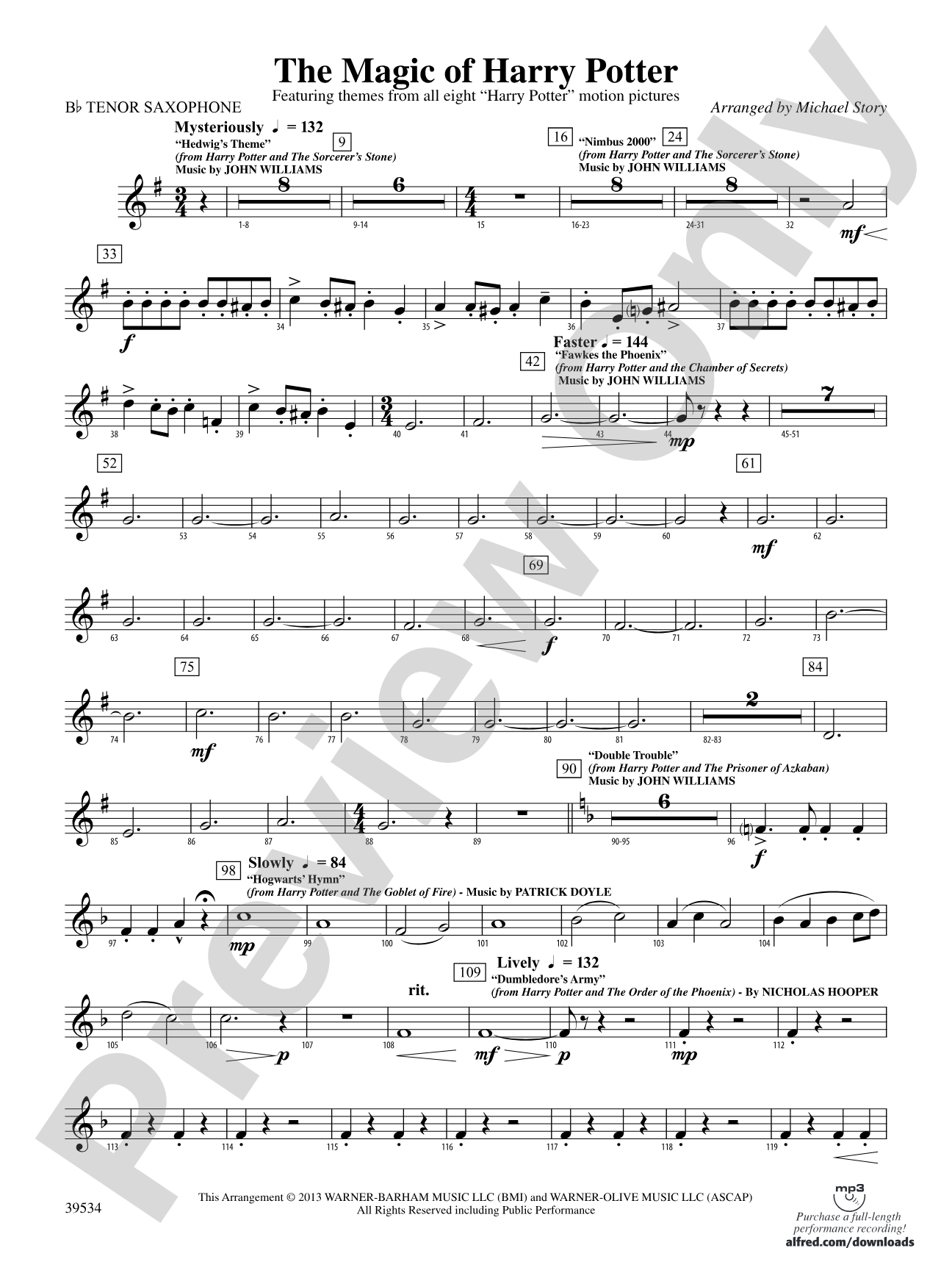 The Magic of Harry Potter: B-flat Tenor Saxophone