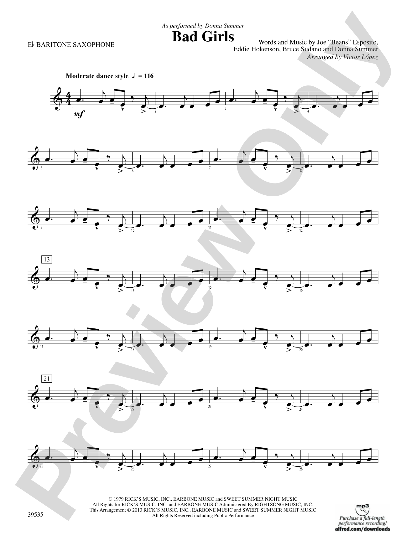 Bad Girls: E-flat Baritone Saxophone