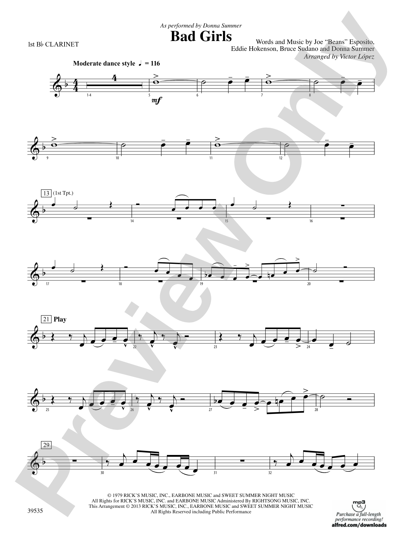 Bad Girls: 1st B-flat Clarinet