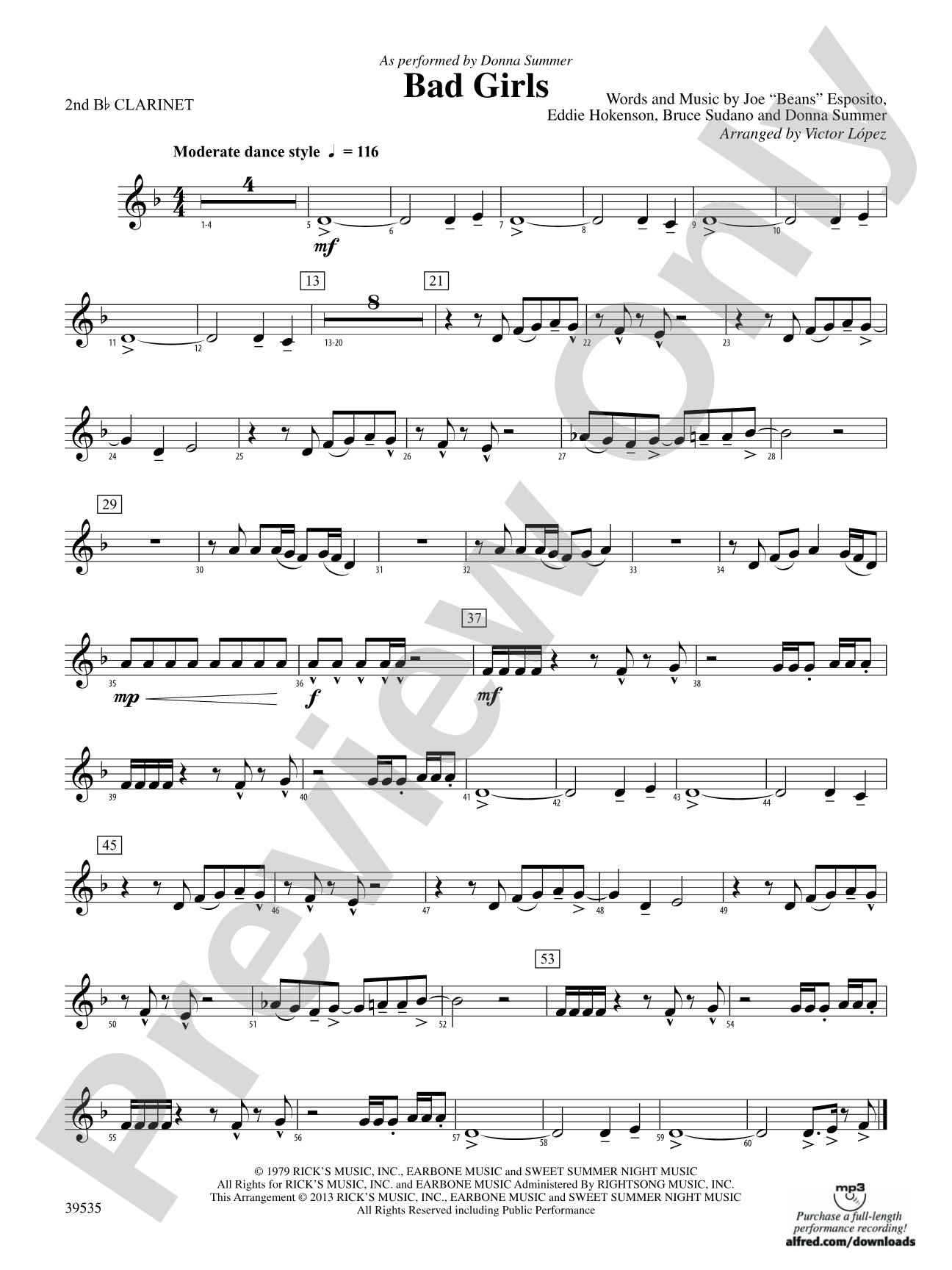 Bad Girls: 2nd B-flat Clarinet