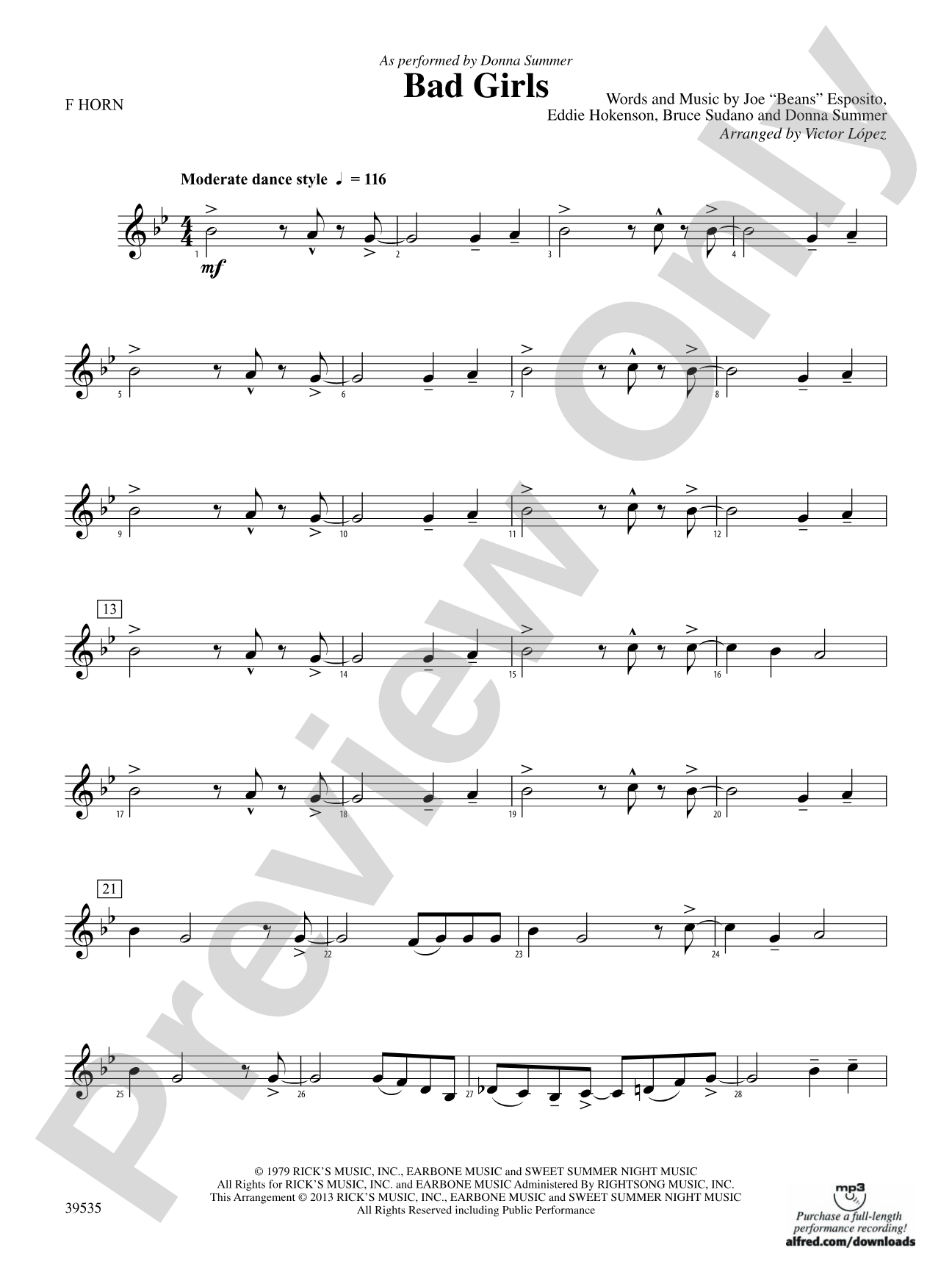 Bad Girls: 1st F Horn