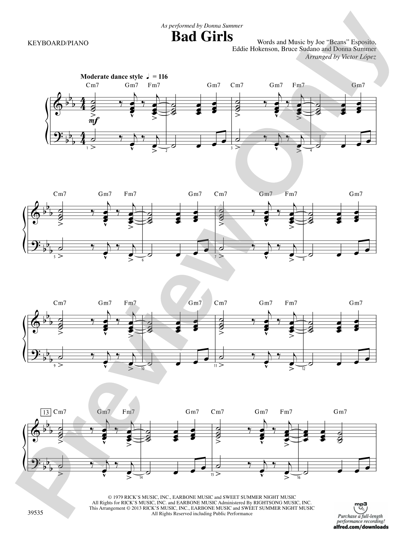 Bad Girls: Piano Accompaniment