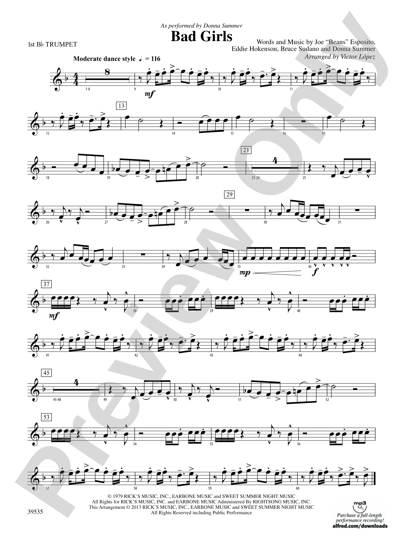 Bad Girls: 1st B-flat Trumpet
