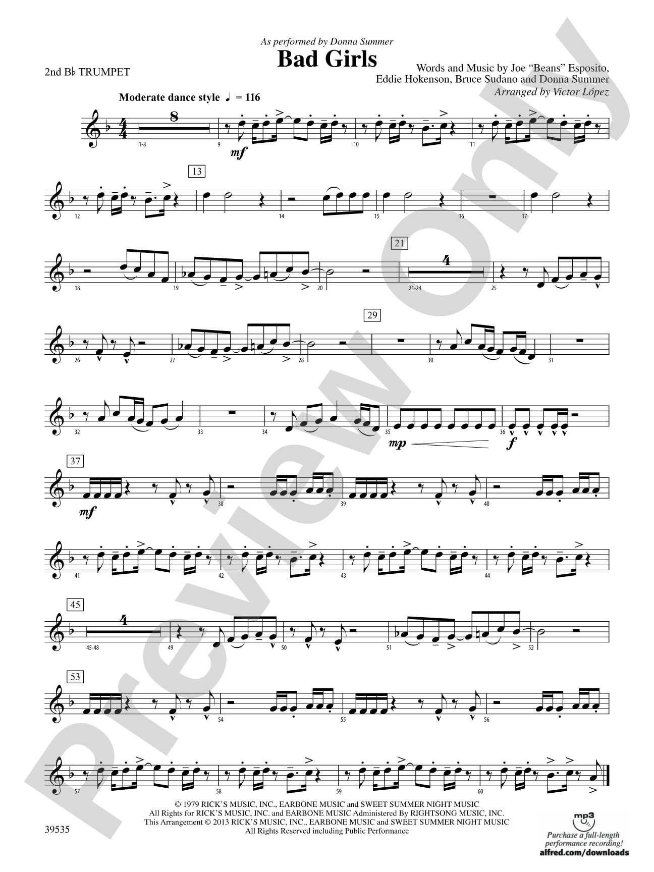 Bad Girls: 2nd B-flat Trumpet