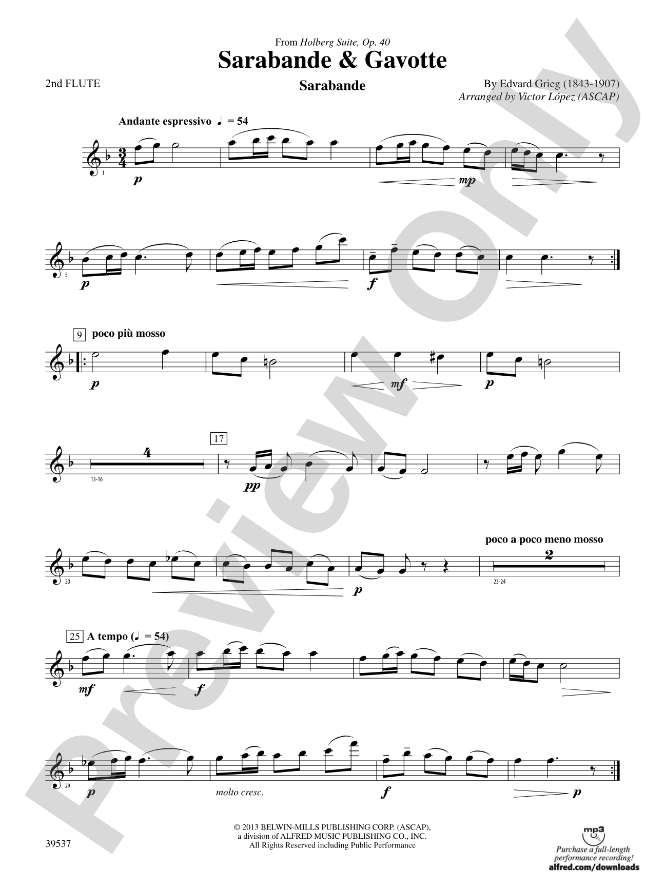 Sarabande & Gavotte (from the Holberg Suite, Op. 40): 2nd Flute