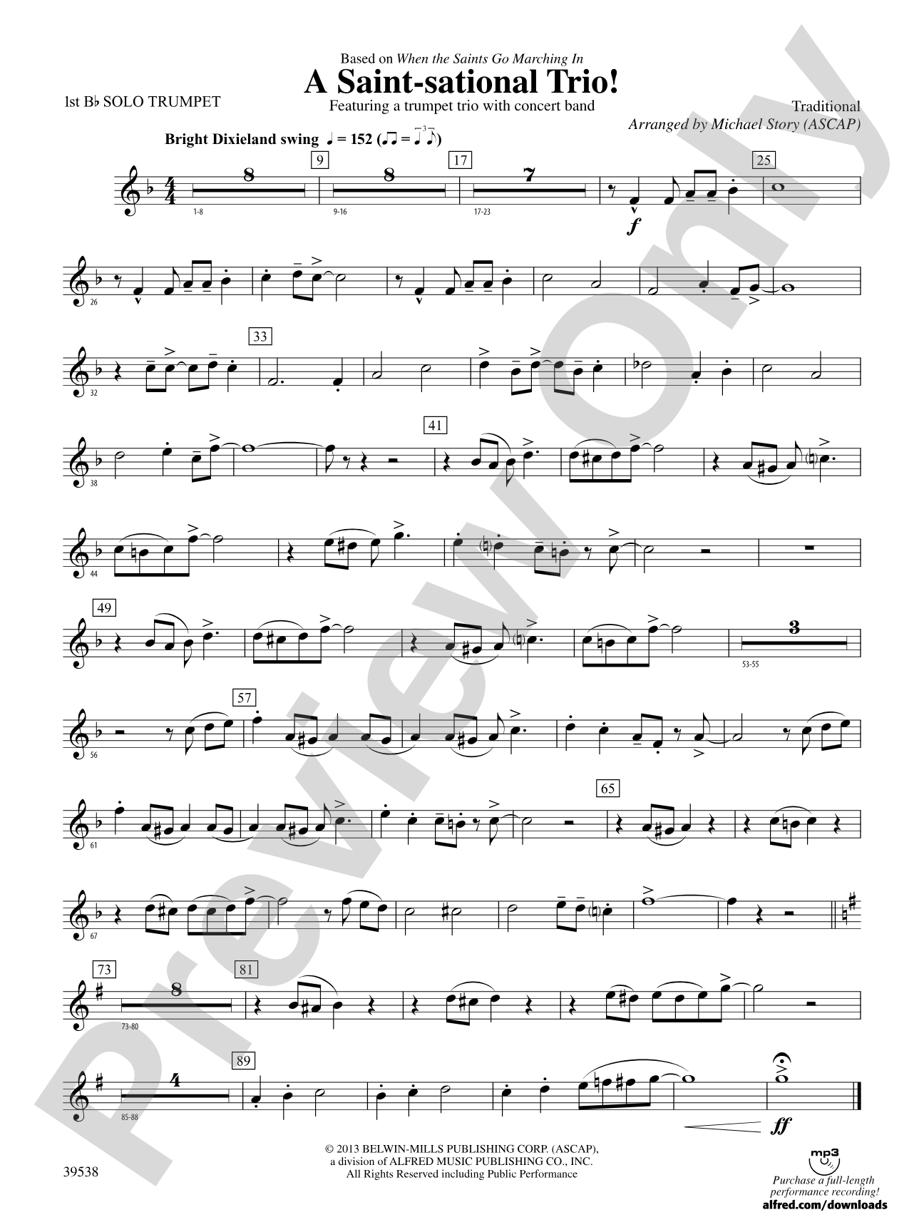 A Saint-sational Trio!: Optional Solo Bb Trumpet