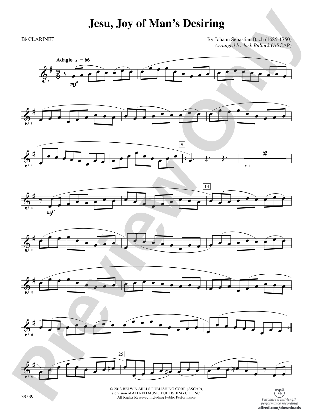Jesu, Joy of Man's Desiring: 1st B-flat Clarinet