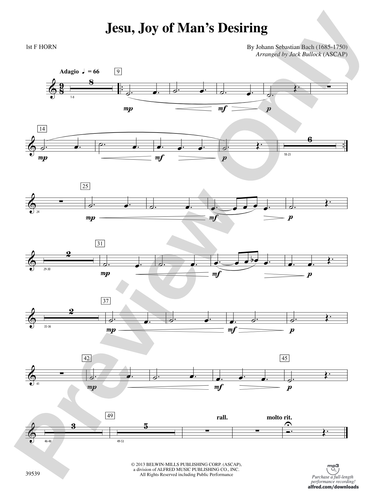 Jesu, Joy of Man's Desiring: 1st F Horn