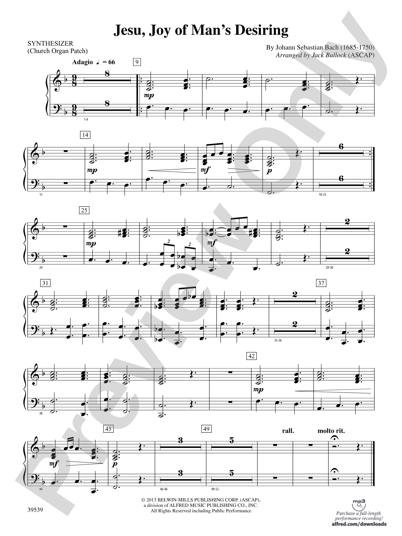 Jesu, Joy of Man's Desiring: Synthesizer