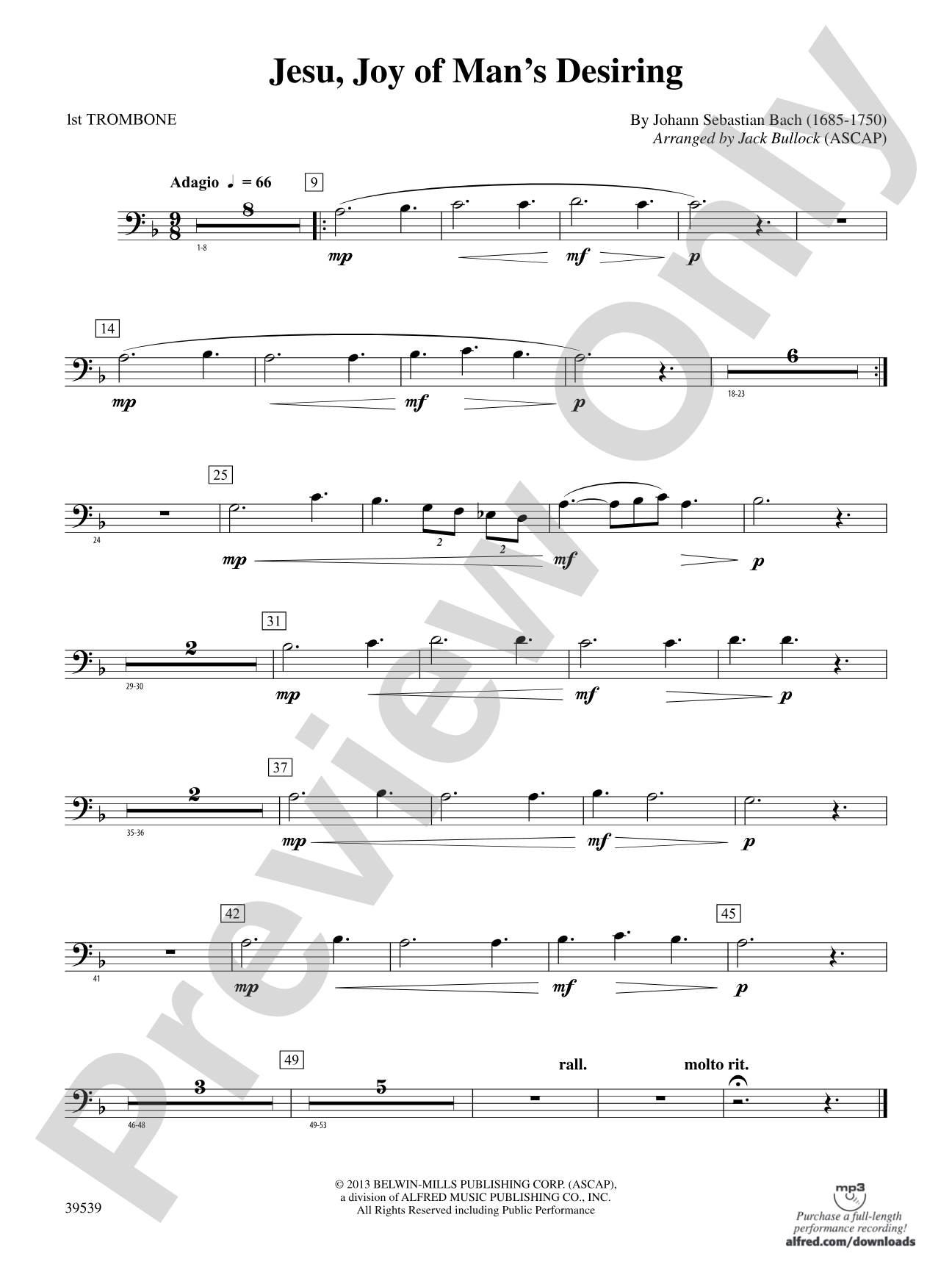 Jesu, Joy of Man's Desiring: 1st Trombone
